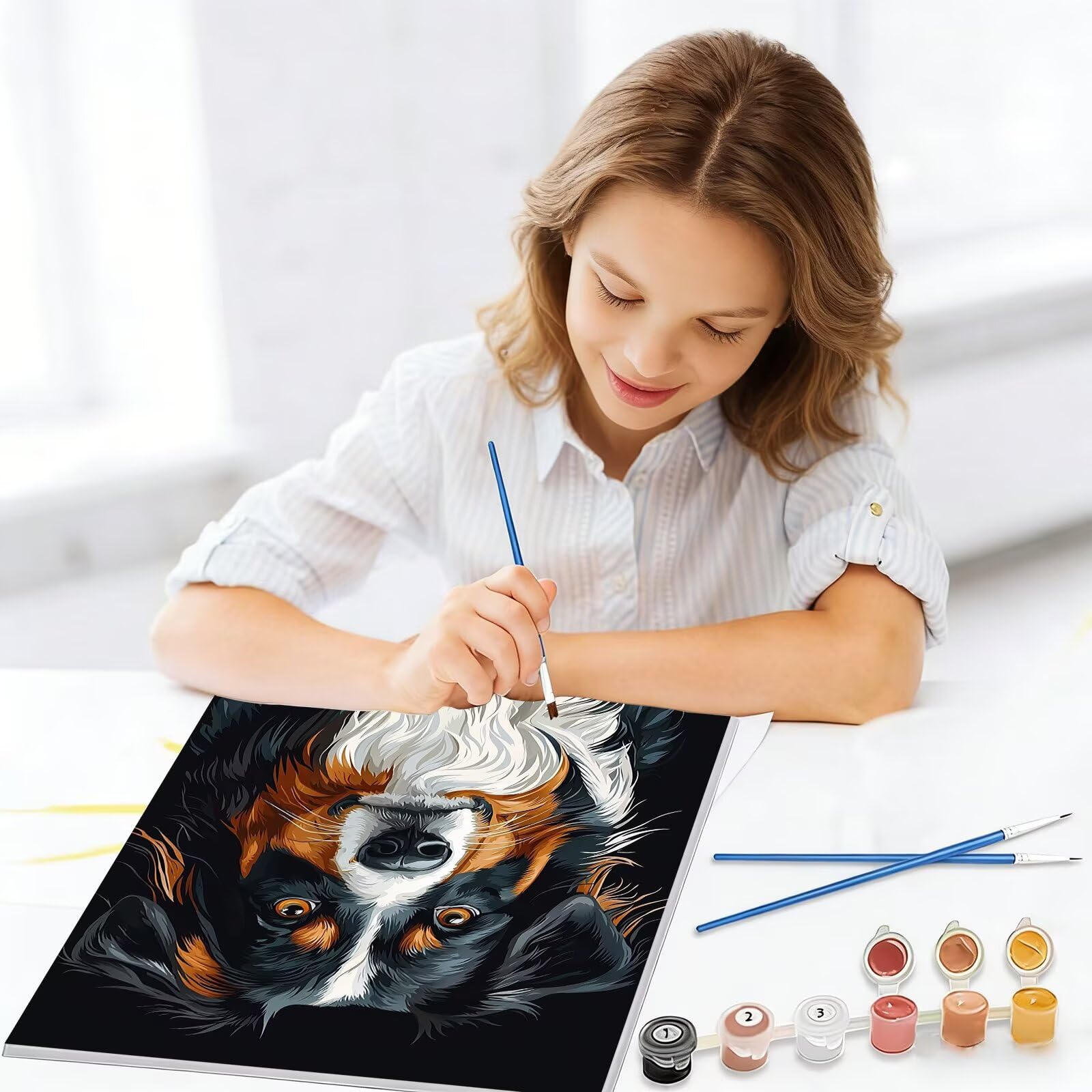 Malowanie według liczb dla dorosłych, 90 x 120 cm zestaw do malowania według numerów dla dorosłych początkujących, Paint by Numbers zwierzęce z akrylowymi pędzlami do rysowania, dekoracja domu i