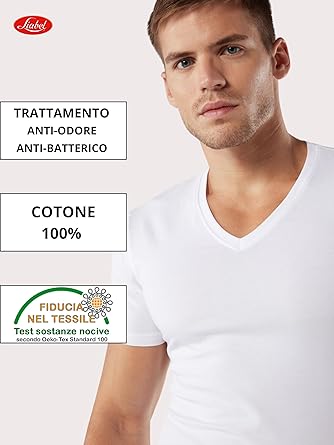 2 T-Shirt Uomo Liabel Cotone Elasticizzato - Maglia Intima ComfortFit, Morbida E Traspirante, Per Ogni Occasione - Foto 5