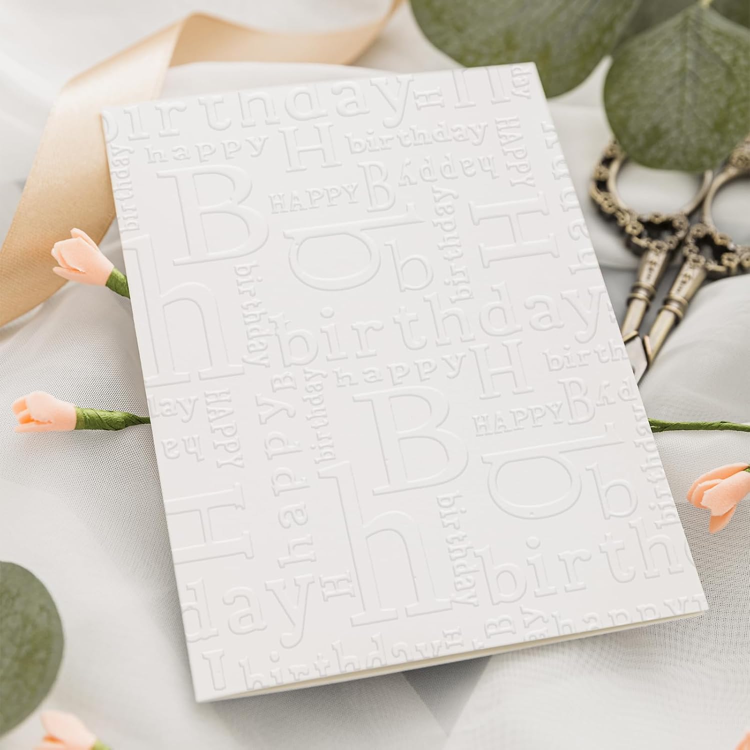 3D Textured Embossing Folders for Card Making, Happy Birthday Plastic Template Embossing Folders Lace Plastic Embossing Folder for DIY Scrapbooking Paper Craft Decoration