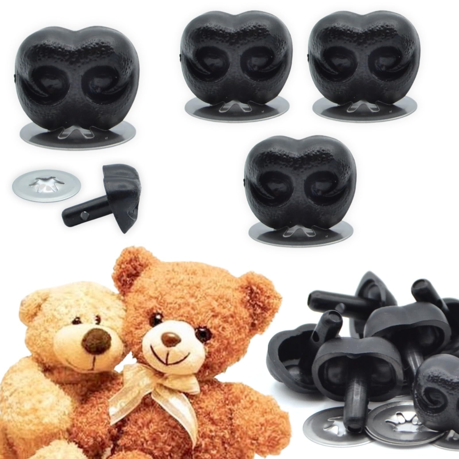 celloexpress 30mm x 24mm Black Animal/Dog NOSES with Metal Backs - Teddy Bear & Soft Toy Making Detailed Noses - Pack of 3