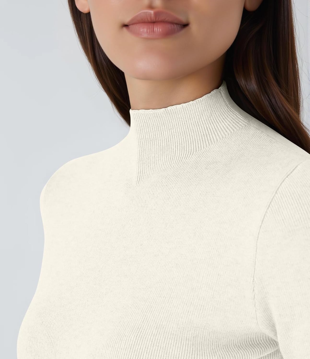 OQQ Women's Sweaters Mock Neck Long Sleeve Wool Skinny Work Pullover Sweaters - Image 5