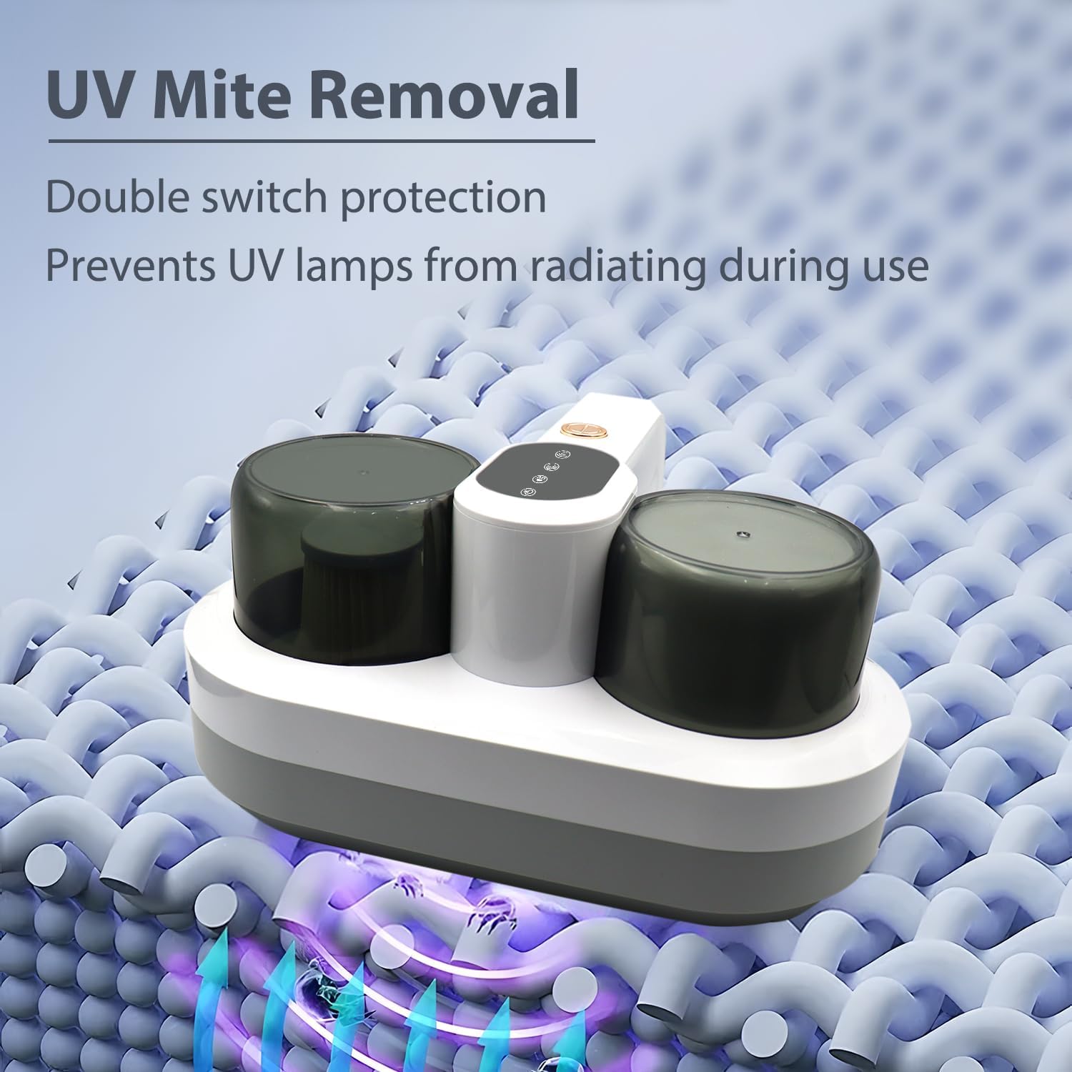 Milbensauger für Matratzen mit UV-Licht Handstaubsauger 400W 14Kpa Matratzenreiniger Heißluftfunktion Bürstenrolle Bett-Staubsauger mit Kabel