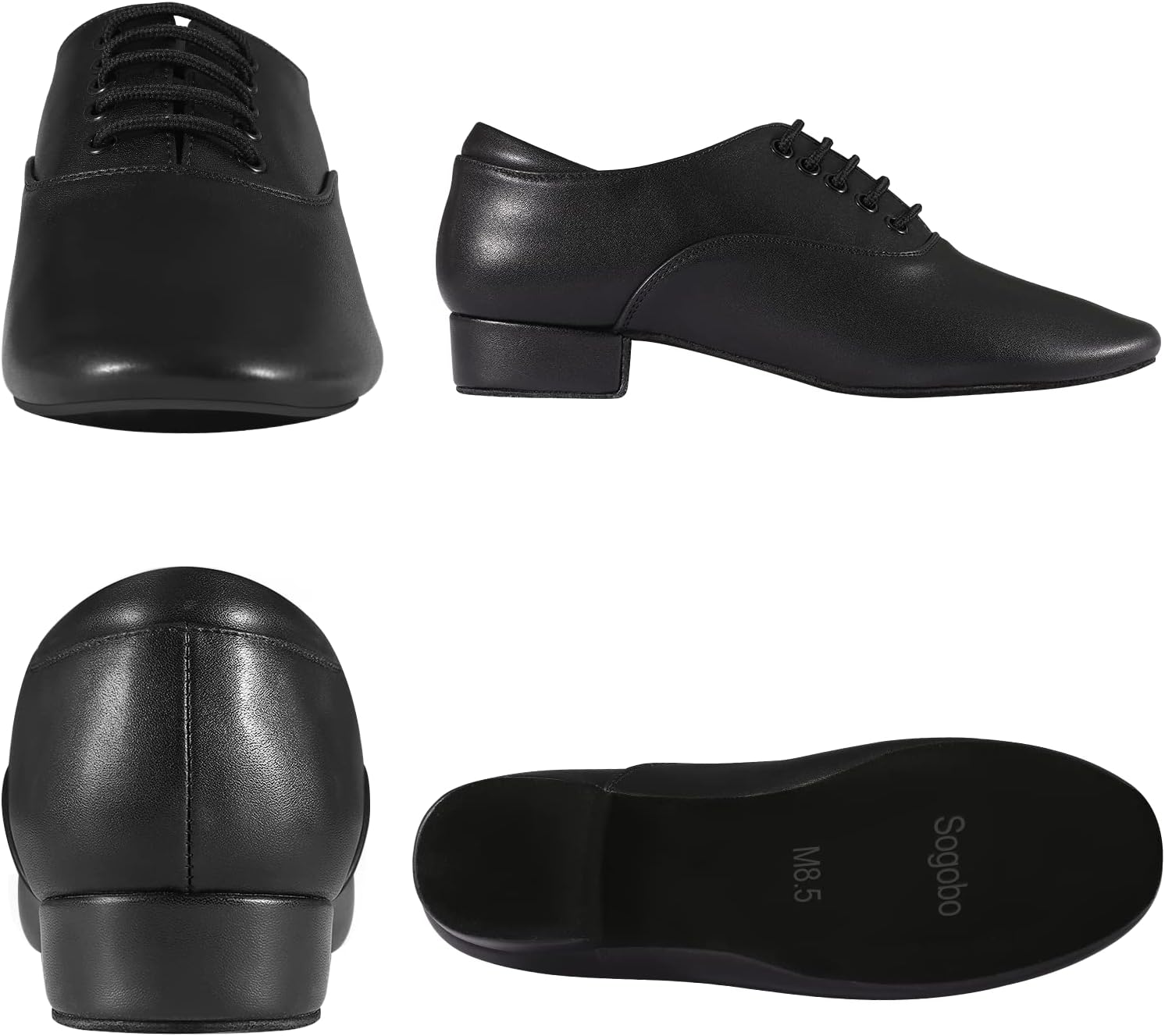 Black Ballroom Dance Shoes Leather Character Shoes for Men's Salsa Latin Tango Dancing - Image 5