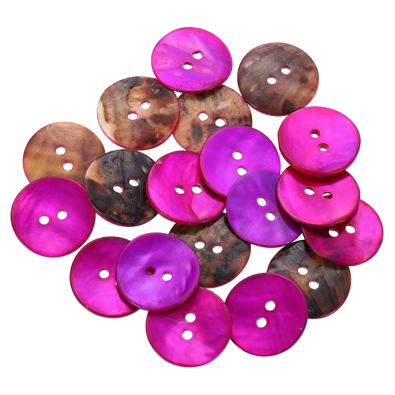 sourcing map 20Pcs Natural Shell Buttons, 20mm 2 Hole Mother of Pearl Blazer Buttons Sewing Craft Shell Discs for Shirt Sewing DIY Crafts Decoration, Rose Red