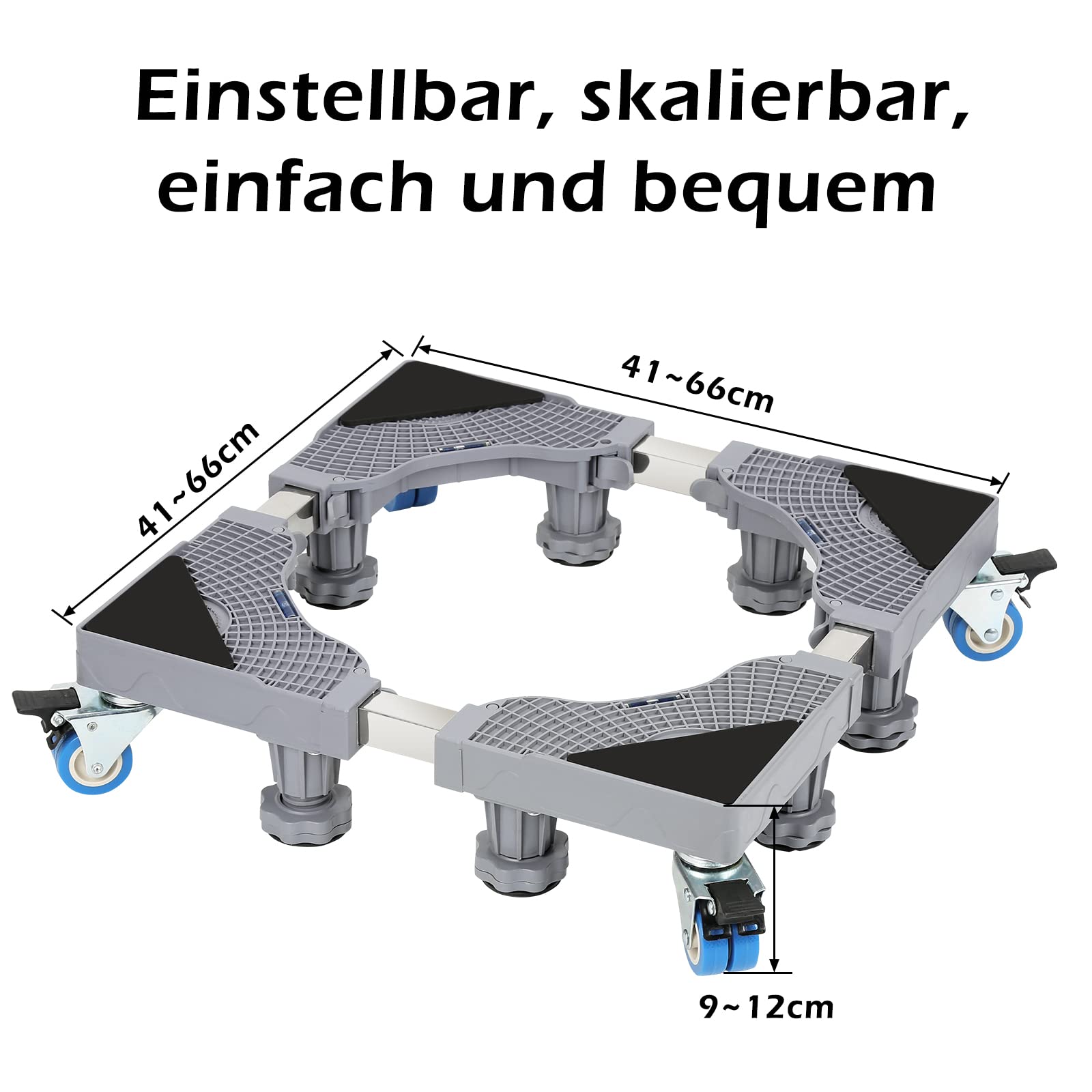DEWEL Base per lavatrice regolabile, Telaio base per lavatrice per frigorifero, asciugatrice e congelatore, Carico massimo 300 kg, Regolabile 43-62 cm, 15-18 cm, Bianco