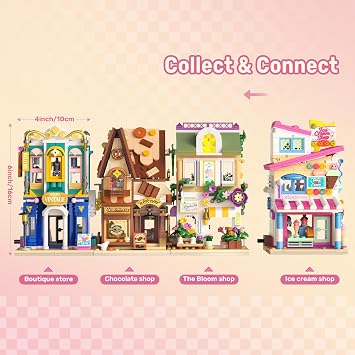 Wise Block Ice Cream House Building Blocks Set, Mini Street View Model Kit