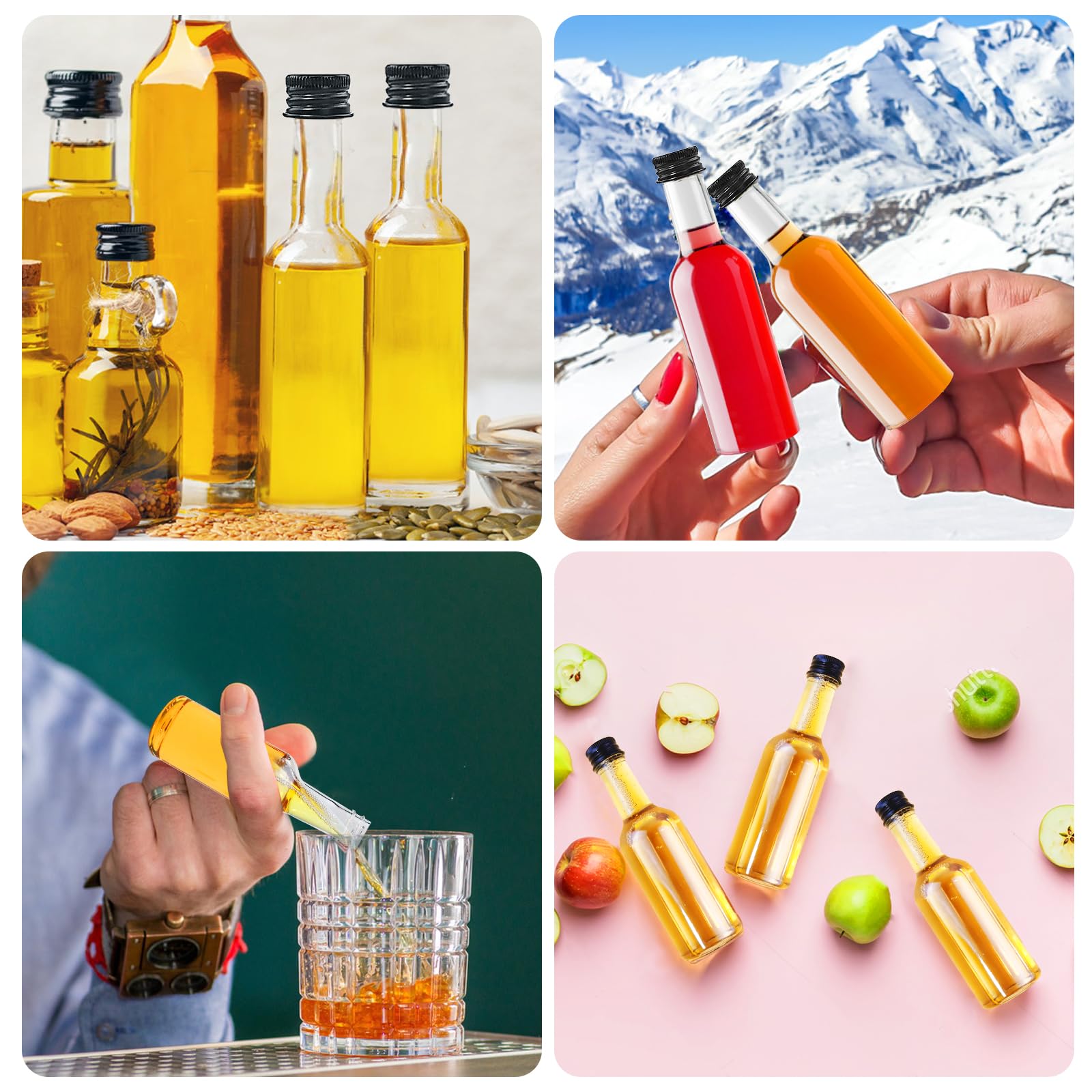 28 Pezzi Mini Bottiglie Alcolici di Plastica, 100ml Bottiglie di Liquore, Riutilizzabili Mini Bottiglie Liquori con Imbuto, Penna bianca, Cartellini per Matrimoni Feste