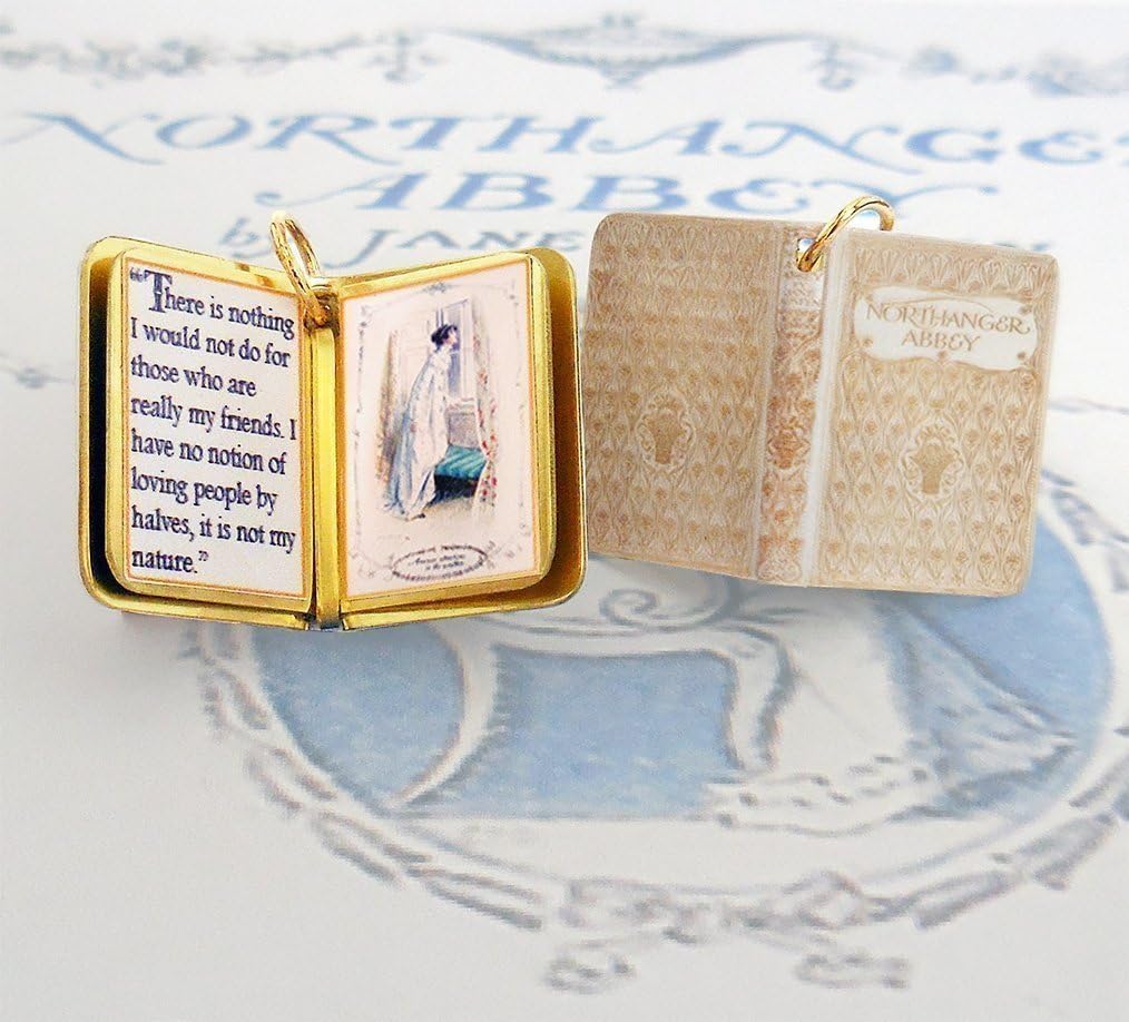 Miniature Book Charm Quote Pendant - Northanger Abbey by Jane Austen - for charm bracelet or on necklace. Custom available!