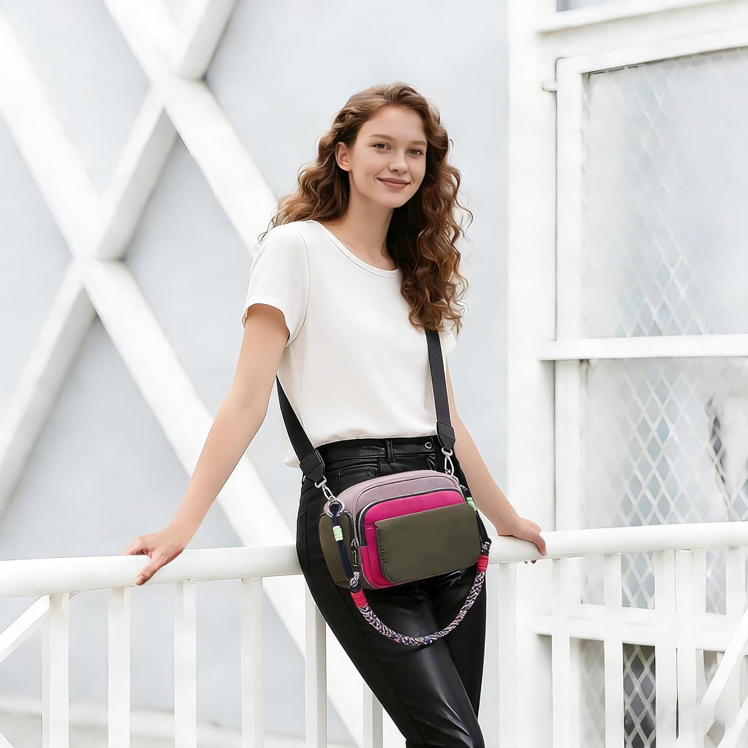 Glamzlele Cross body Purse Nylon Quilted Crossbody Bags for Women, Small Shoulder Handbag multi pocket purses with 4 Zippers, Travel - Image 3