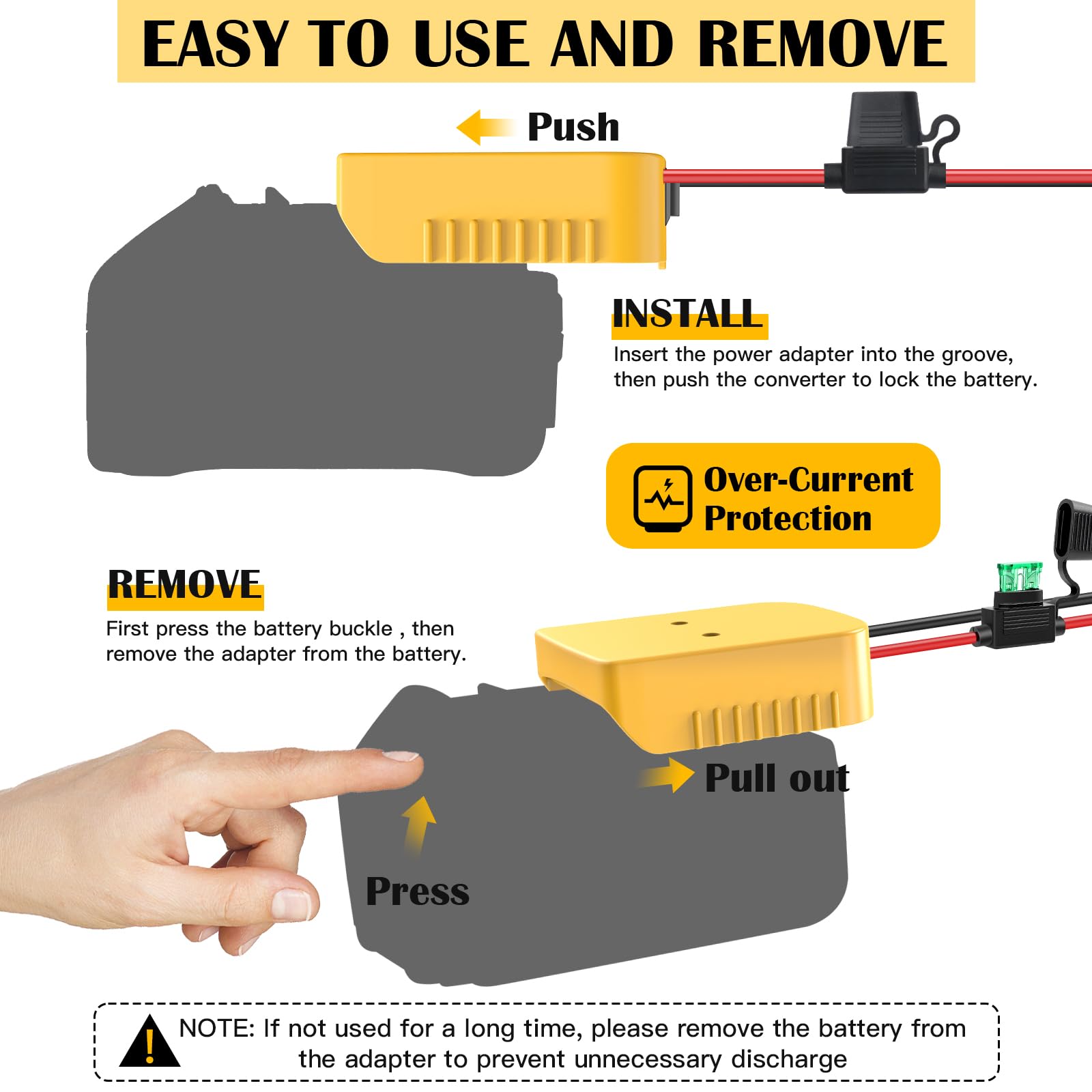Paquete de 2 adaptadores de rueda eléctrica compatibles con batería Dewalt de 20 V, kit de conversión de energía para auto de juguete RC DIY, camión de paseo, herramienta eléctrica, conector de