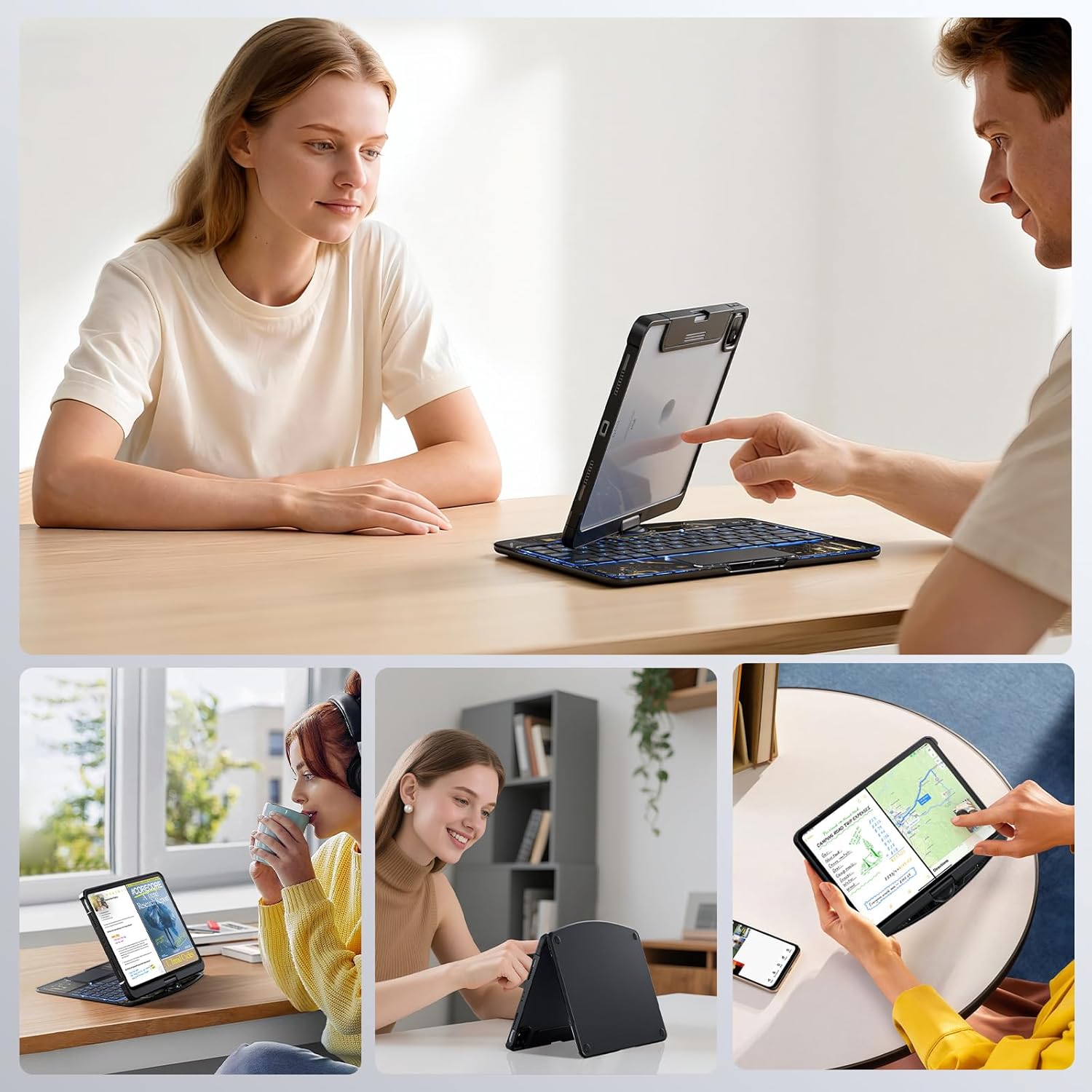 Keyboard Case for iPad 9th 10.2 ich (7th, 8th, and 9th Gen) Transparent 360°Rotating Keyboard Case with Multi-Touch Trackpad 7-Color Backlit Keyboard for 10.2” iPad 9th/8th/7th Gen Black