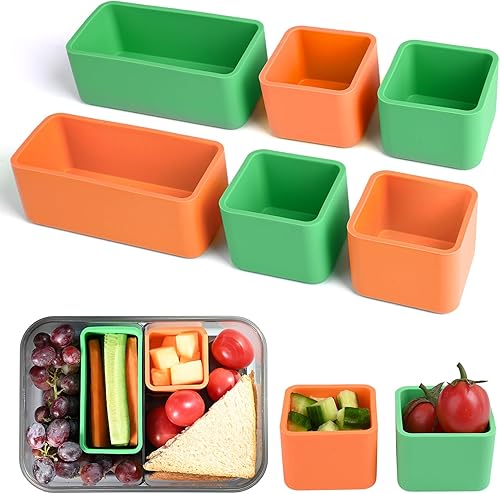 Moukiween Divisores de silicona para lonchera, 6 piezas Bento Box Divisor de silicona,Divisores de silicona para contenedores de almuerzo Accesorios