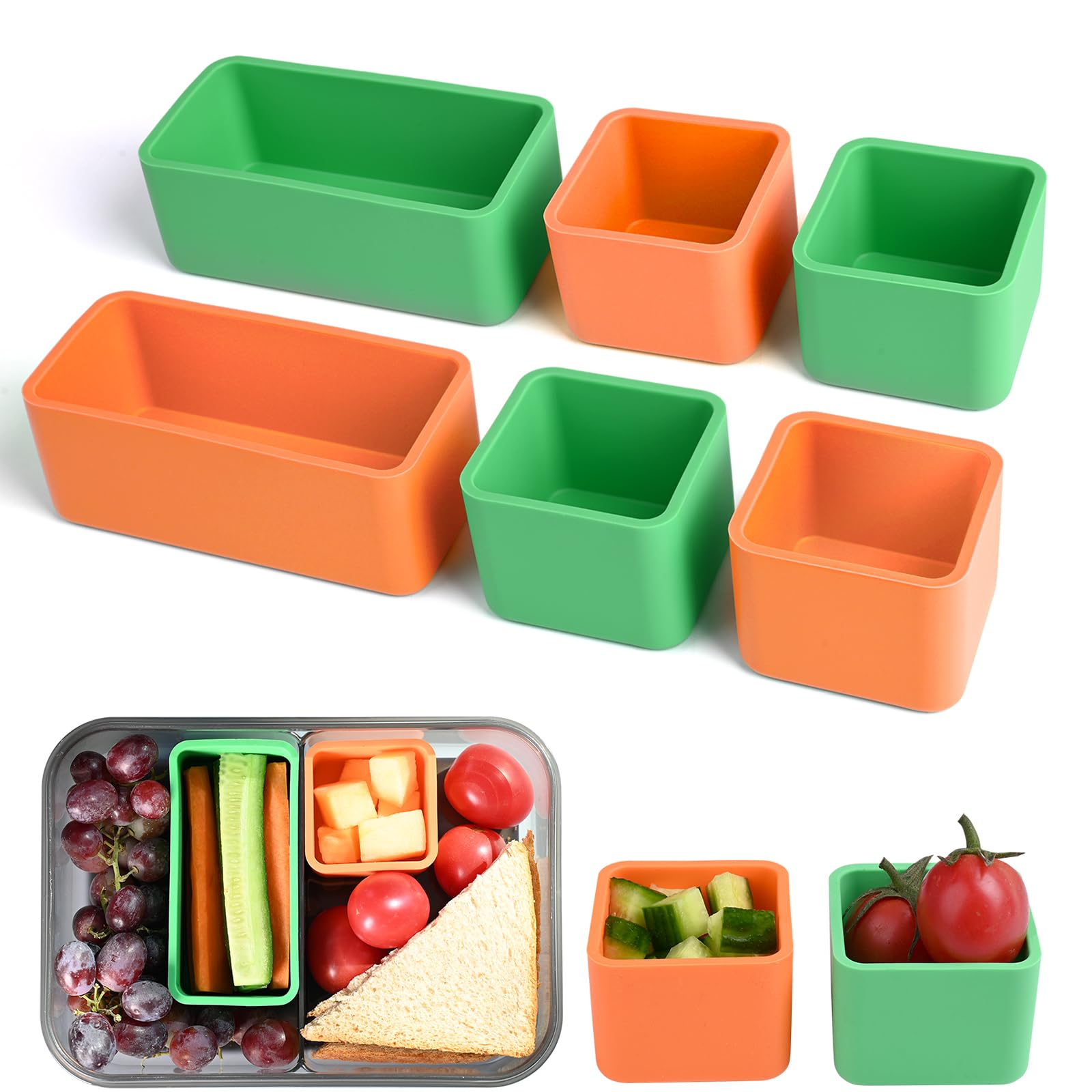MoukiweenLunch Box Dividers, 6pcs Silicone Bento Divider Insert, Lunch Box Dividers Bento Box Accessories Meal Prep Container