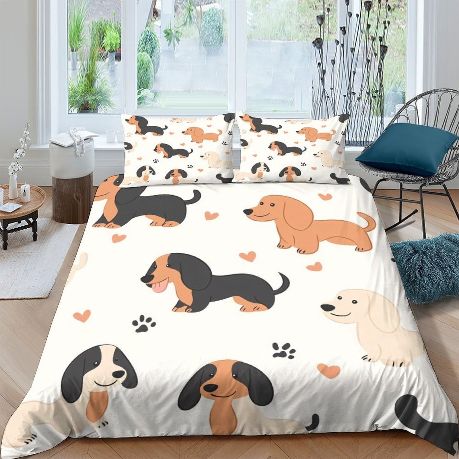Ctjqhvkz Style-4 3D Printed Cartoon Dog Fitted Sheet Microfiber Soft Breathable Paw Pattern Mattress Cover For Bedroom Dorm Decor Single（135X200cm）