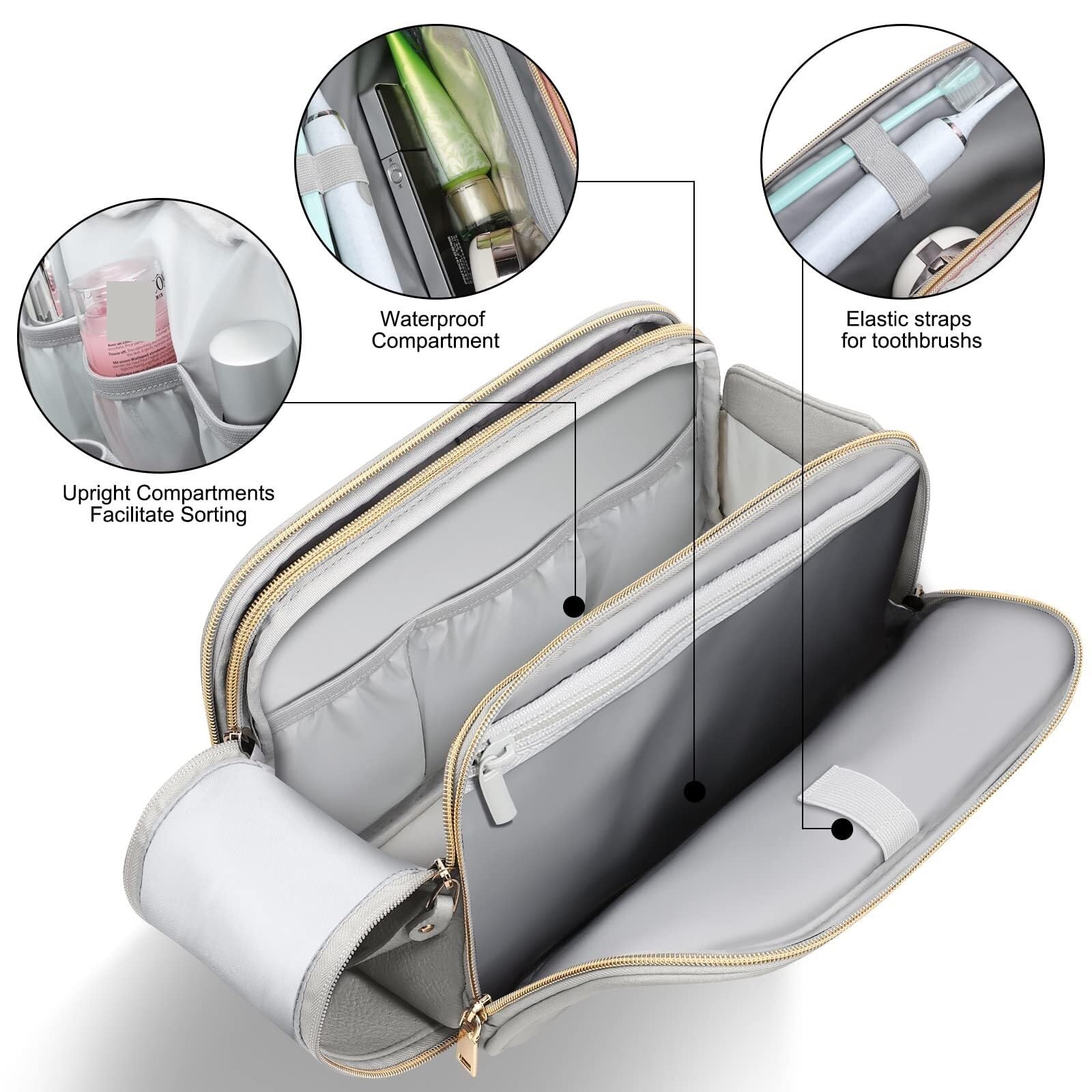 Kosmetiktasche Damen Reise-Kulturbeutel, Make-up-Tasche, Kulturbeutel for Damen, wasserdichte Leder-Kulturbeutel-Aufbewahrung Kulturbeutel