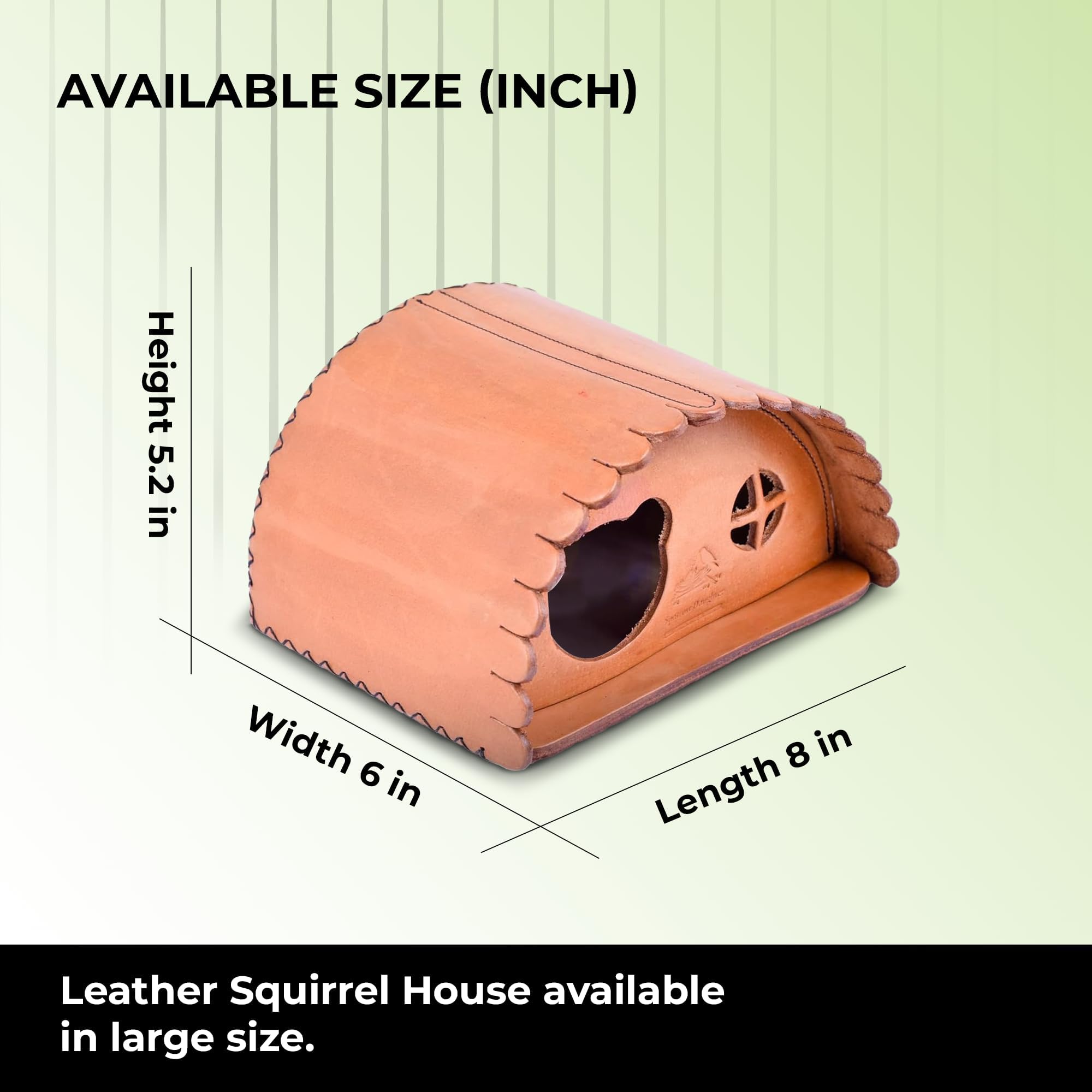 SparrowDaughter’s Leather Squirrel House for Outdoors, Garden, Backyard, Small Animals Habitat for Chinchilla, Suger Glidder,mice Squirrel with Poles, Squirrel Nest & Feeder,Natural Color 3
