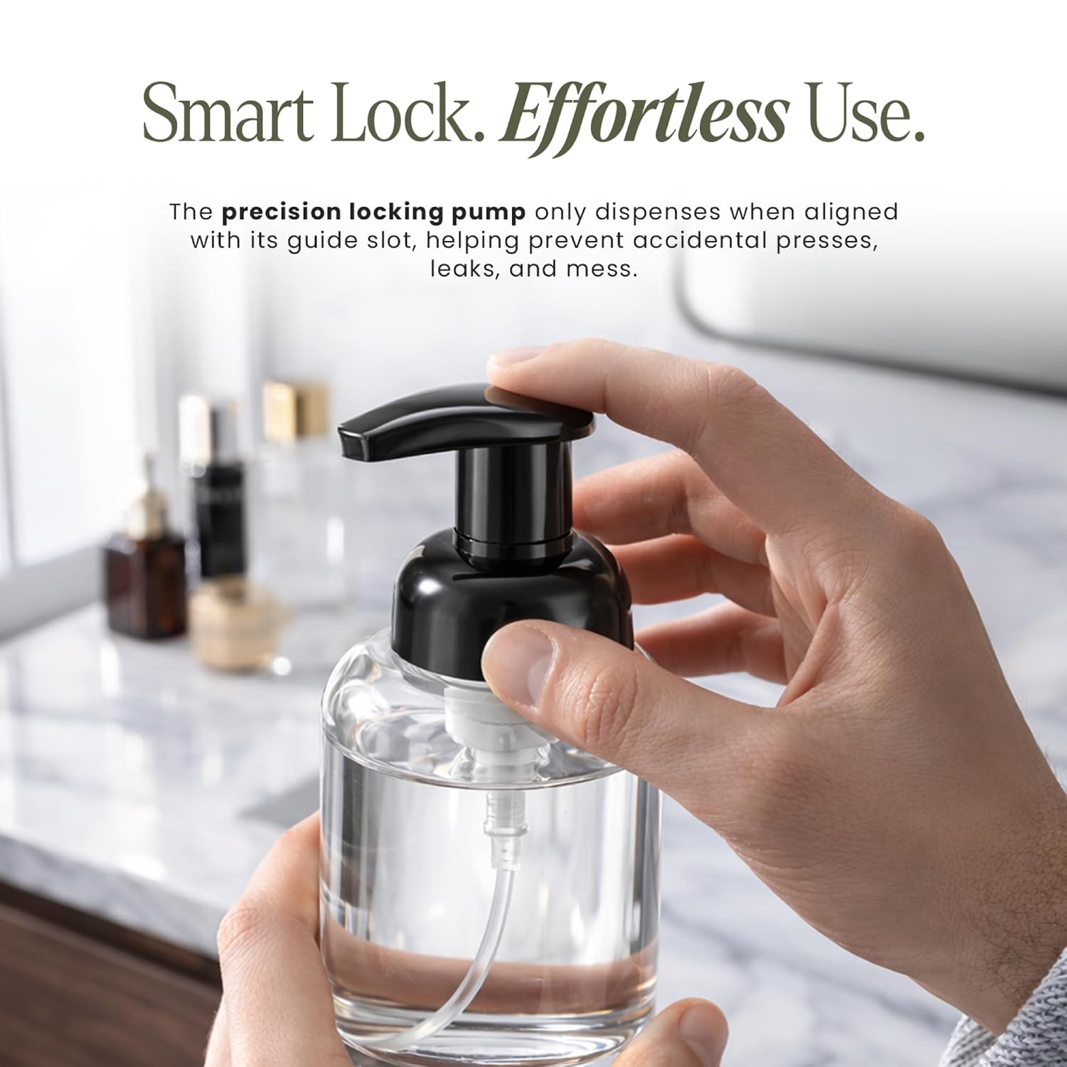 Tidy Kitchen Glass Foaming Soap Dispenser (250ml) with 10 Coconut Refill Tablets - Refillable Clear Bottle with Locking Pump, Gentle Moisturizing for Kitchen & Bathroom, Starter Kit