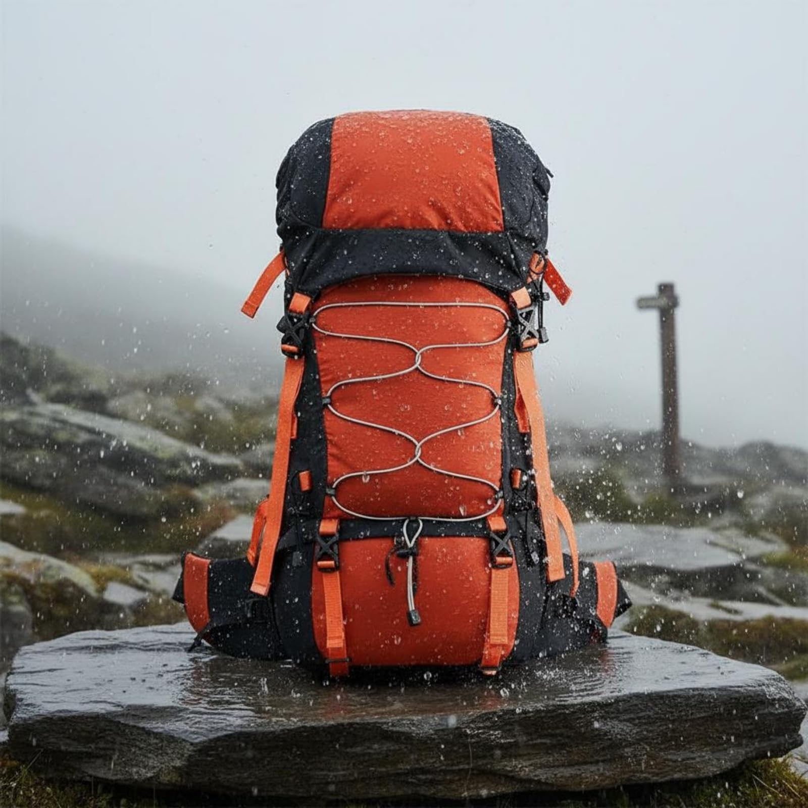 harayaa Rucksack Wasserdichter Outdoor Rucksack Wanderrucksack Trekkingrucksack Reiserucksack aus Nylon mit Gepolsterten Schultergurten Und Stabiler Trageform, Orange, Orange