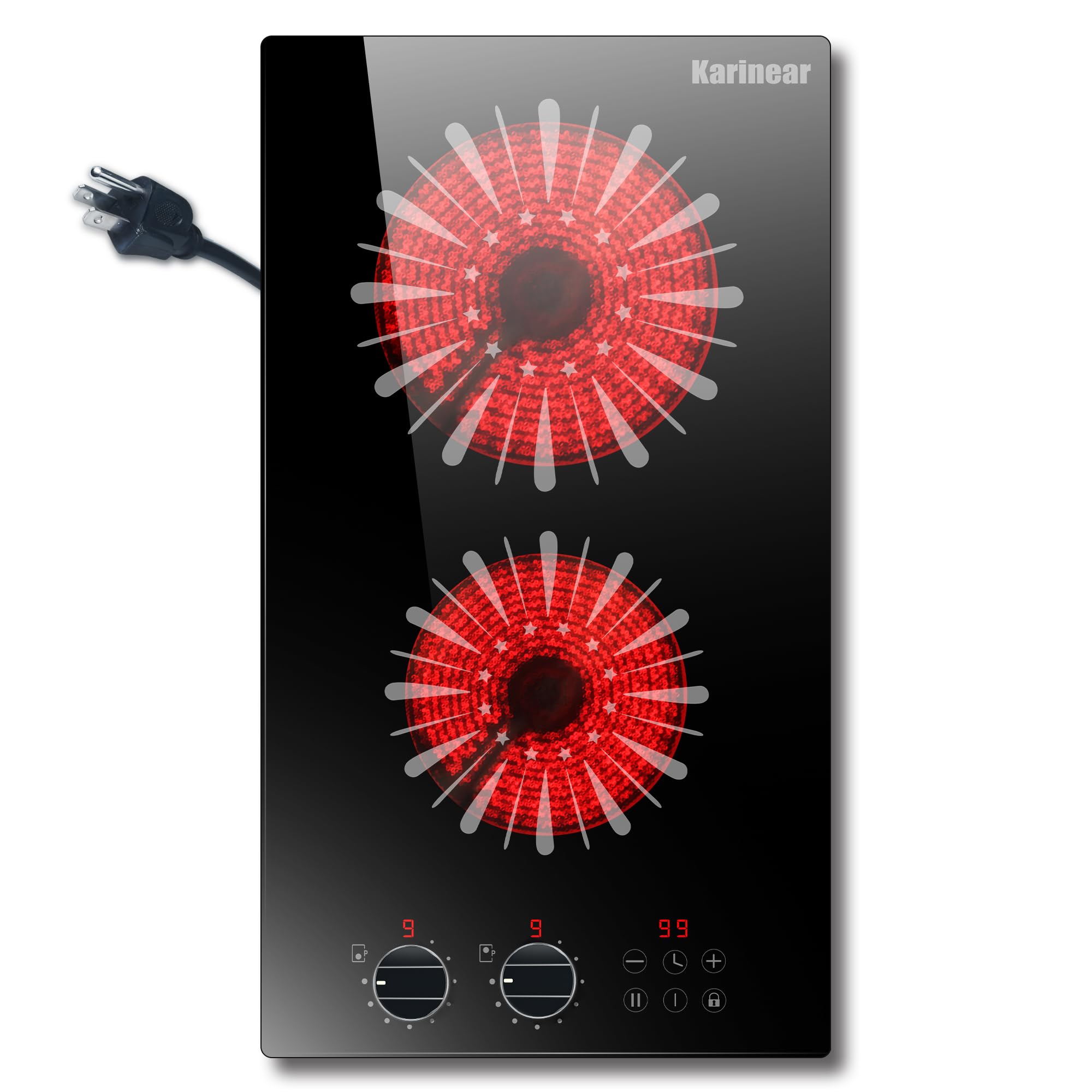 Karinear 110V Electric Cooktop 2 Burners