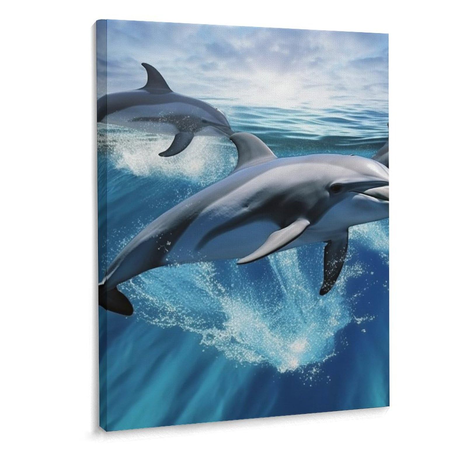 Toile murale dauphins moderne 30x40 cm pour salon et bureau - 8