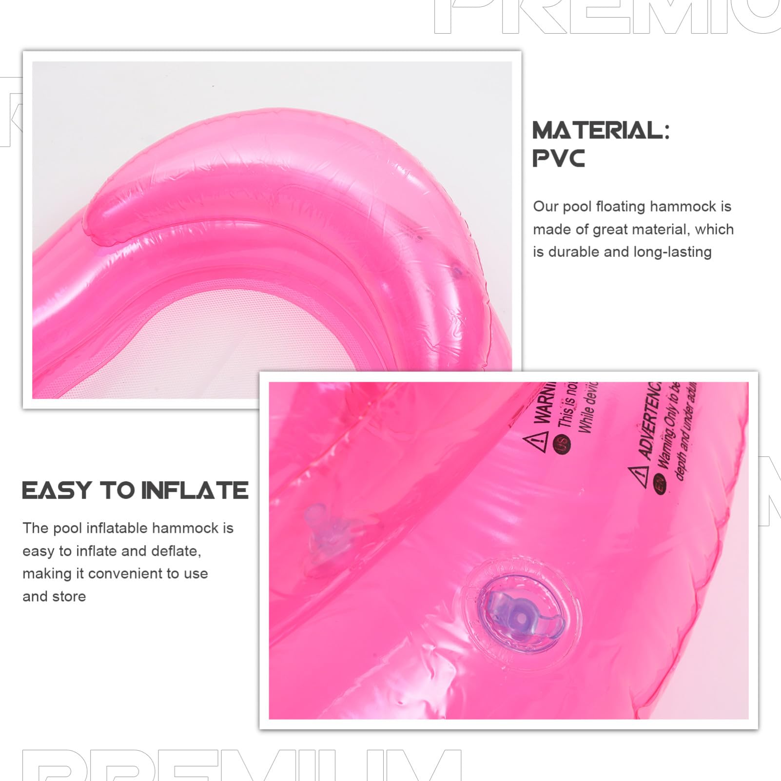 Hamaca Inflable para Piscina Resistente Pinchazos Colchón Flotante y Compacto para Fiesta Piscina y Relajación al Sol Rosa