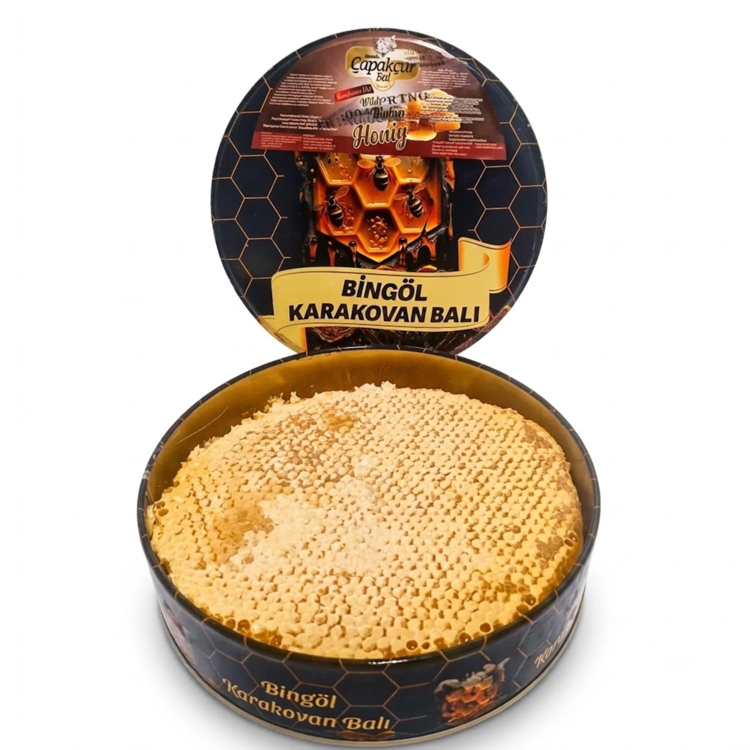 Gold-Honigwabe mit Wildblumenhonig 1400g "Karakovan Kutu petek bal" feinste Honigwabe, naturbelassen, natürlich aus dem Hochland von Bingöl in edler Blechdose