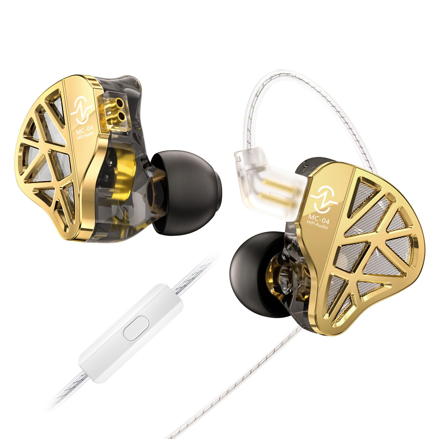 keephifi CCZ MC04 In Ear Auriculares, Auriculares con Cable Conector de 3.5 mm Anti-Enredos OFC Plateado, IEM Driver Híbrido 10mm 1DD + 1BA, Gaming In Ear Latencia Cero para Esports y DJs