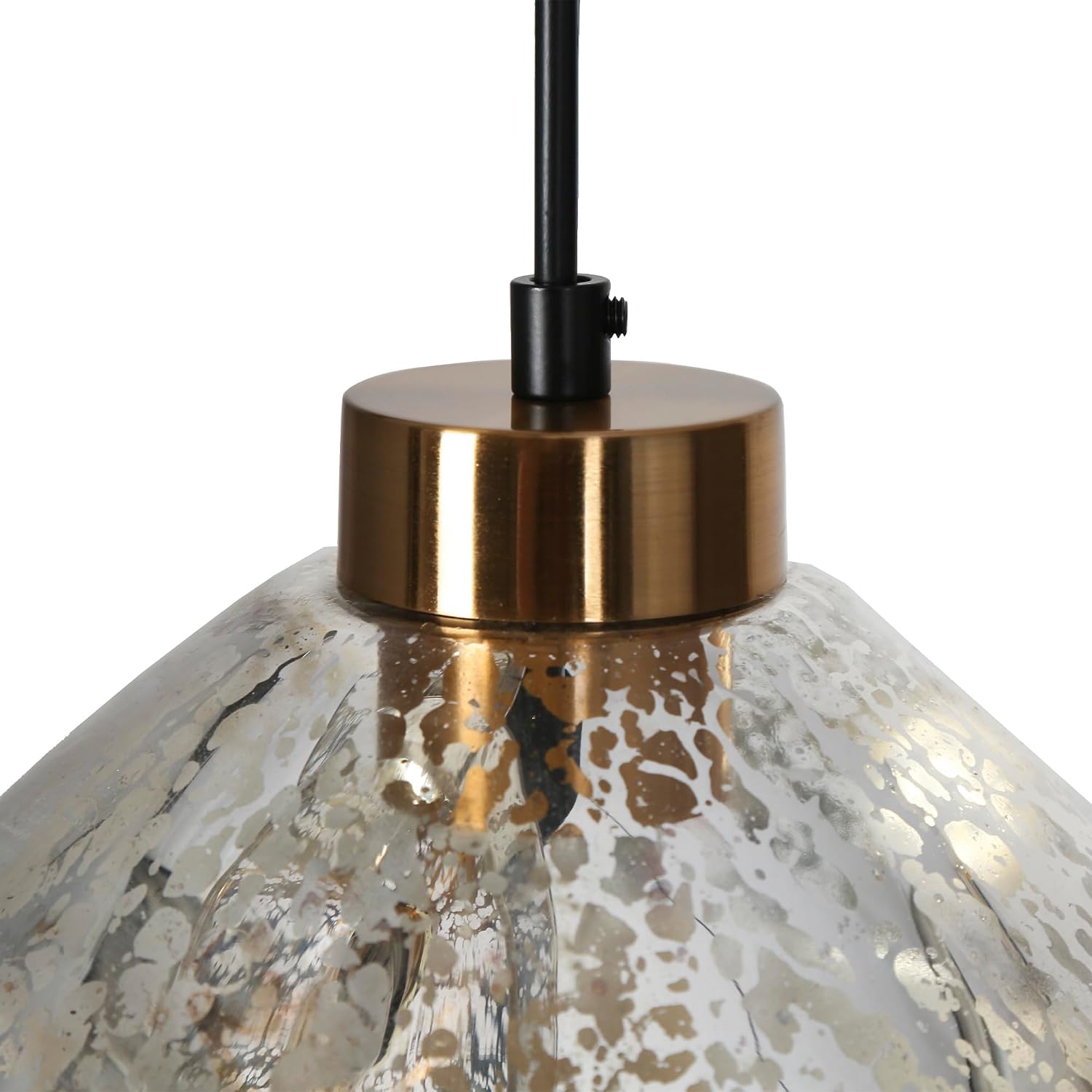 KSANA 3-Light Cluster Pendant Lights, Large Black and Plating Brass Modern Chandelier with Textured Mercury Glass Shade, Chandeliers Light Fixtures for Foyer Entryway High Ceiling Staircase Stairwell
