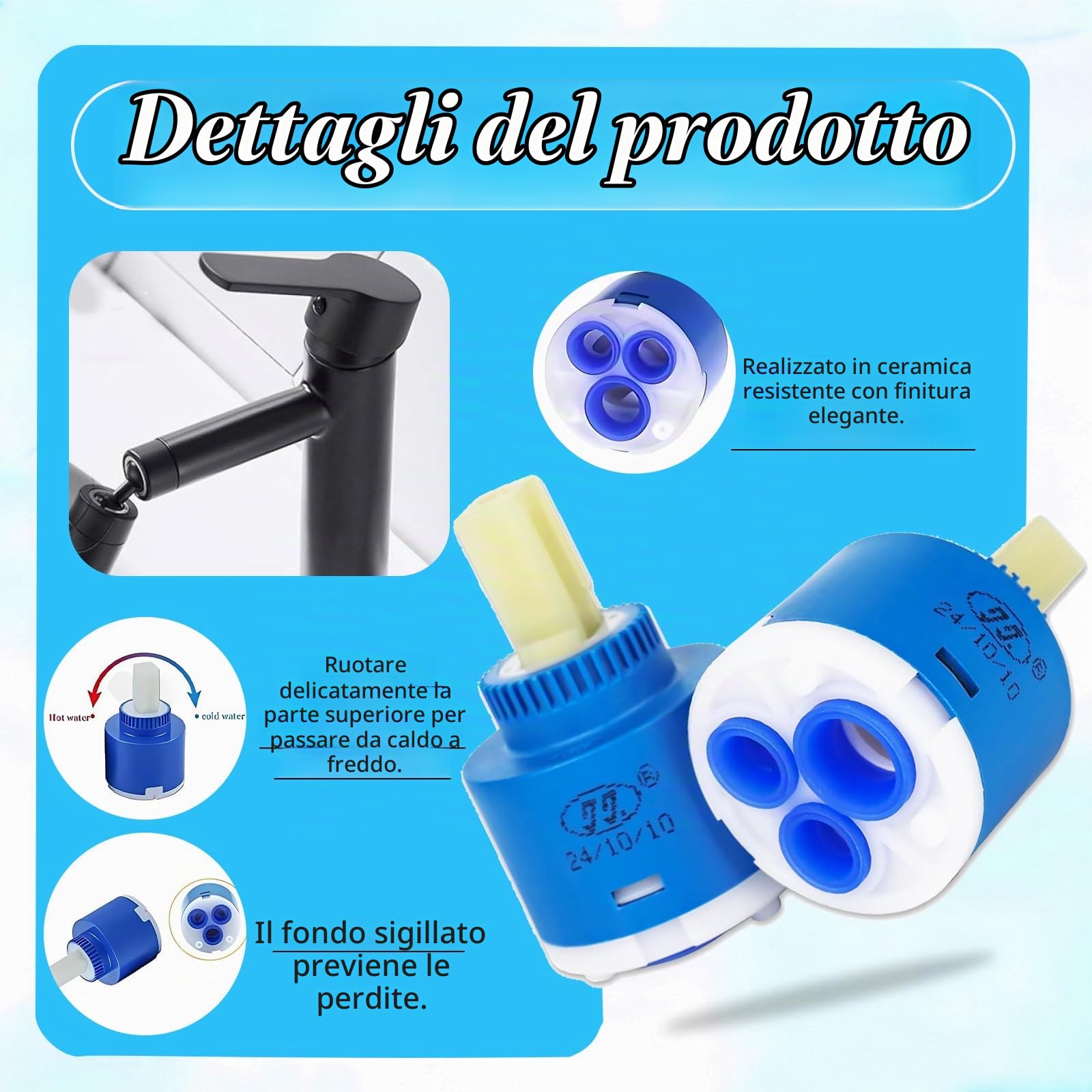 HORREX 2 Pezzi 35 MM Cartuccia Rubinetto Miscelatore Filtro Anticalcare Doccia Purificatore Acqua Rubinetto Depuratore Acqua Domestico Facile da Installare e Durevole per Miscelatore Universale