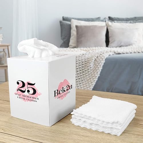 Arkwright Paños desmaquillantes de microfibra, toalla de maquillaje reutilizable en una caja de pañuelos, 25 toallas de limpieza facial para baño, 9