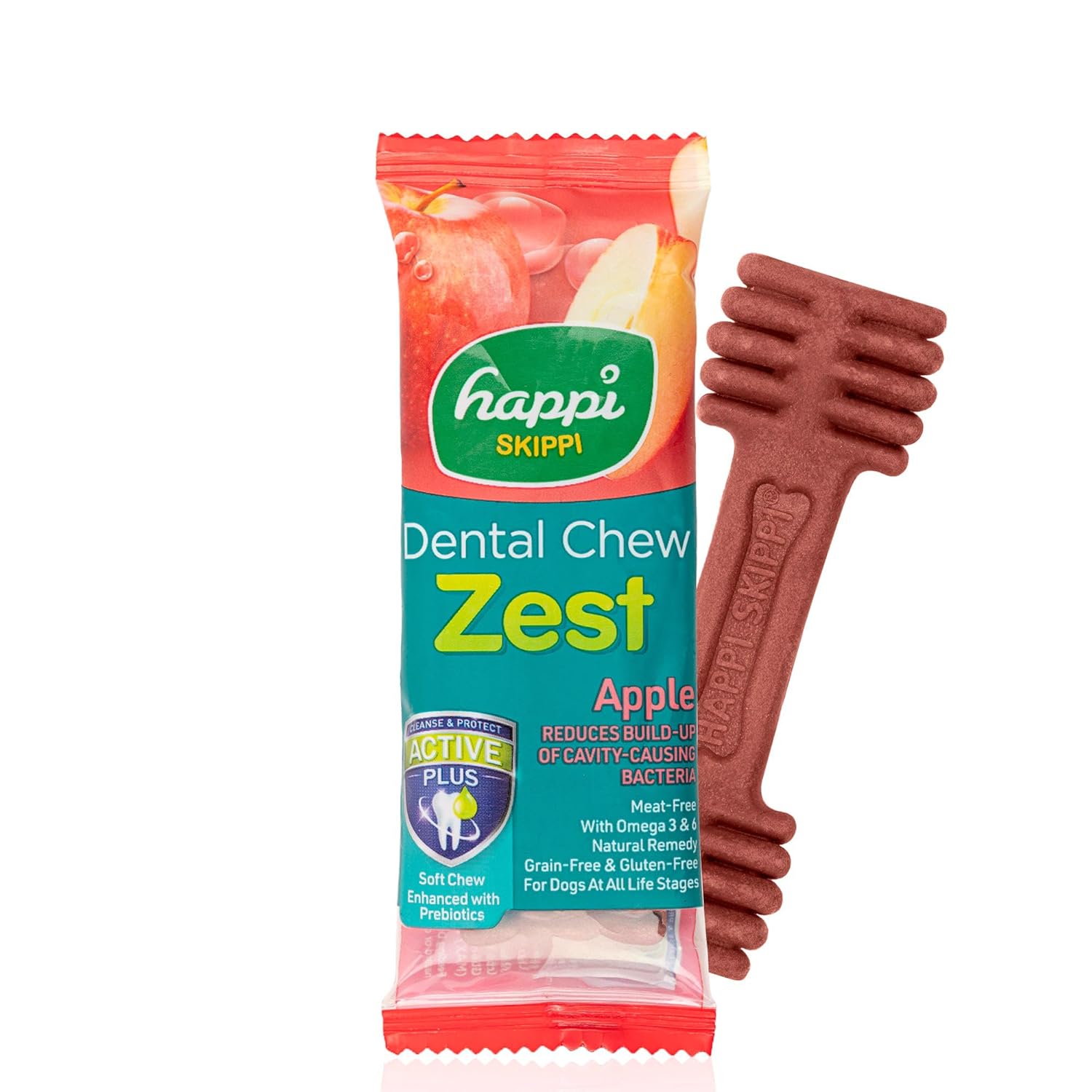 Happi Skippi Dental Chew Zest Apple Dog Treats – 4 Inch, 25g | Dog Treats & Chew Bones for Adult Dogs | Dental Sticks for Dogs | Dog Teeth Cleaner & Mouth Odor Control