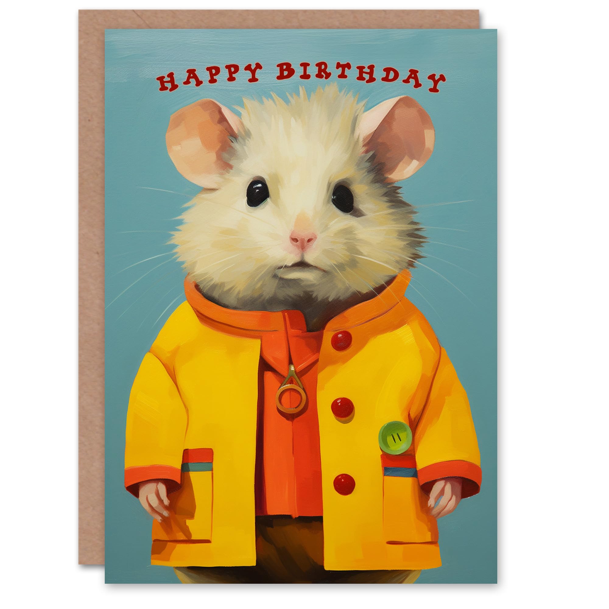 Artery8 - Birthday Greeting Card - Cute Mouse in Raincoat - Kids