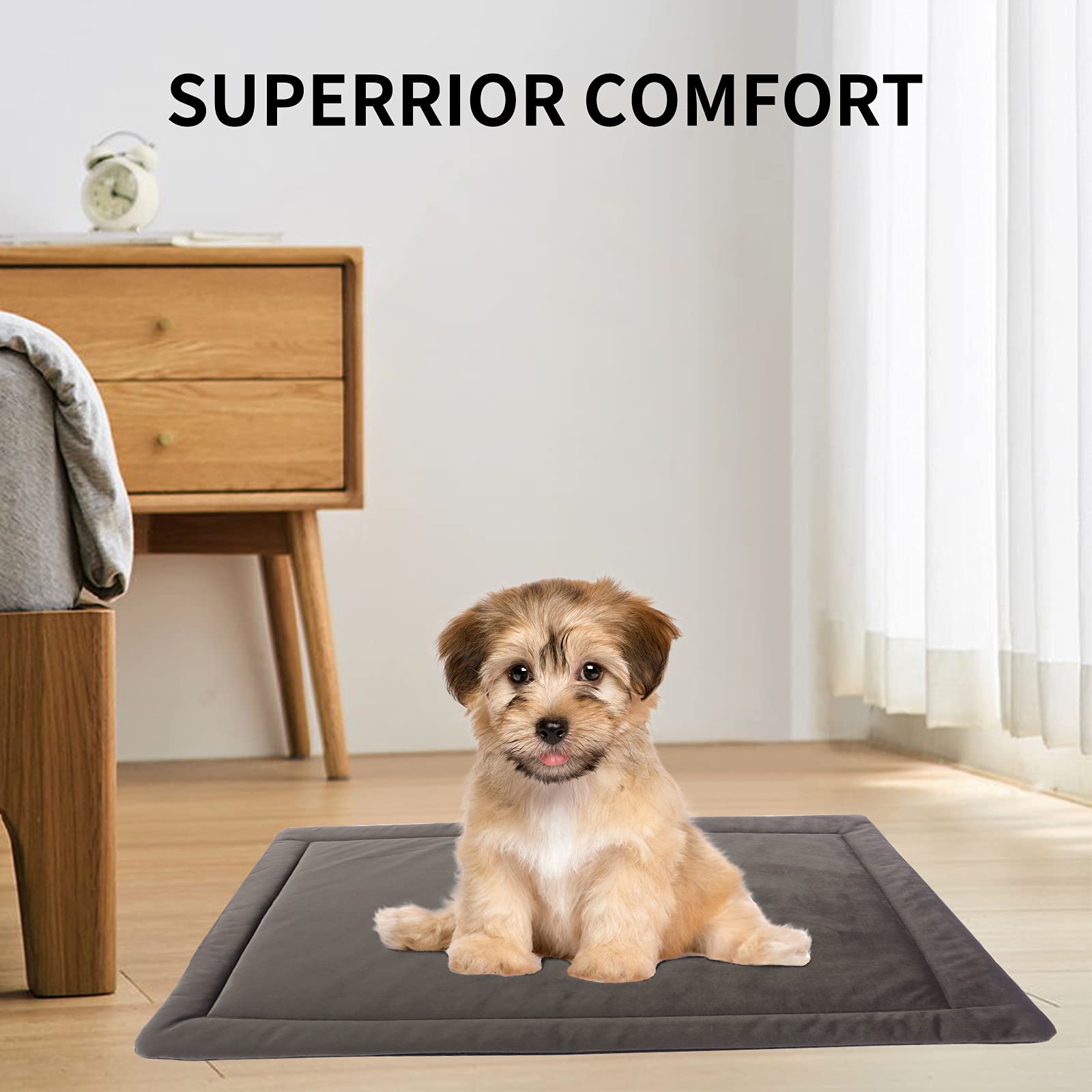 IEUUMLER Lettini per cani, Materassino per animali domestici, Letto di Cane/Gatto divano con cuscino morbido, cuccia per animali domestici antiscivolo FC004 (102 * 69cm, Light Brown)
