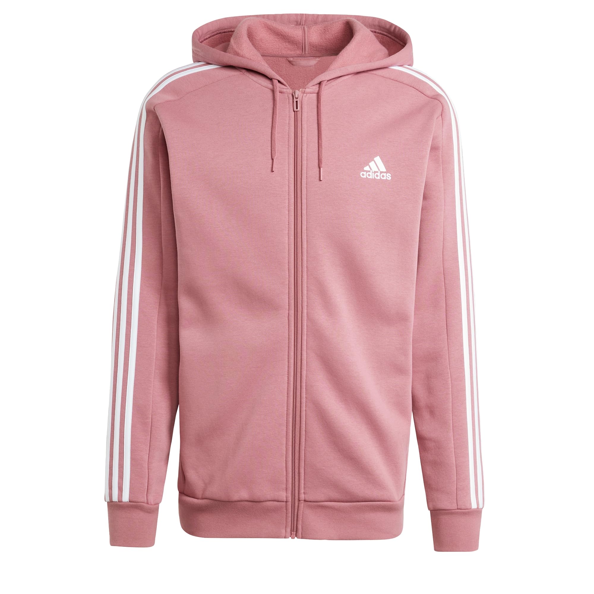 adidas mens Essentials Fleece 3-stripes Full-zip, Preloved Crimson, XL