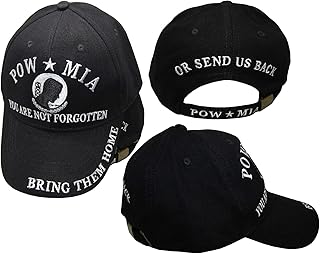POW MIA You are Not Forgotten Bring Them Home Or Send Us Back Black Embroidered Ball Cap Hat