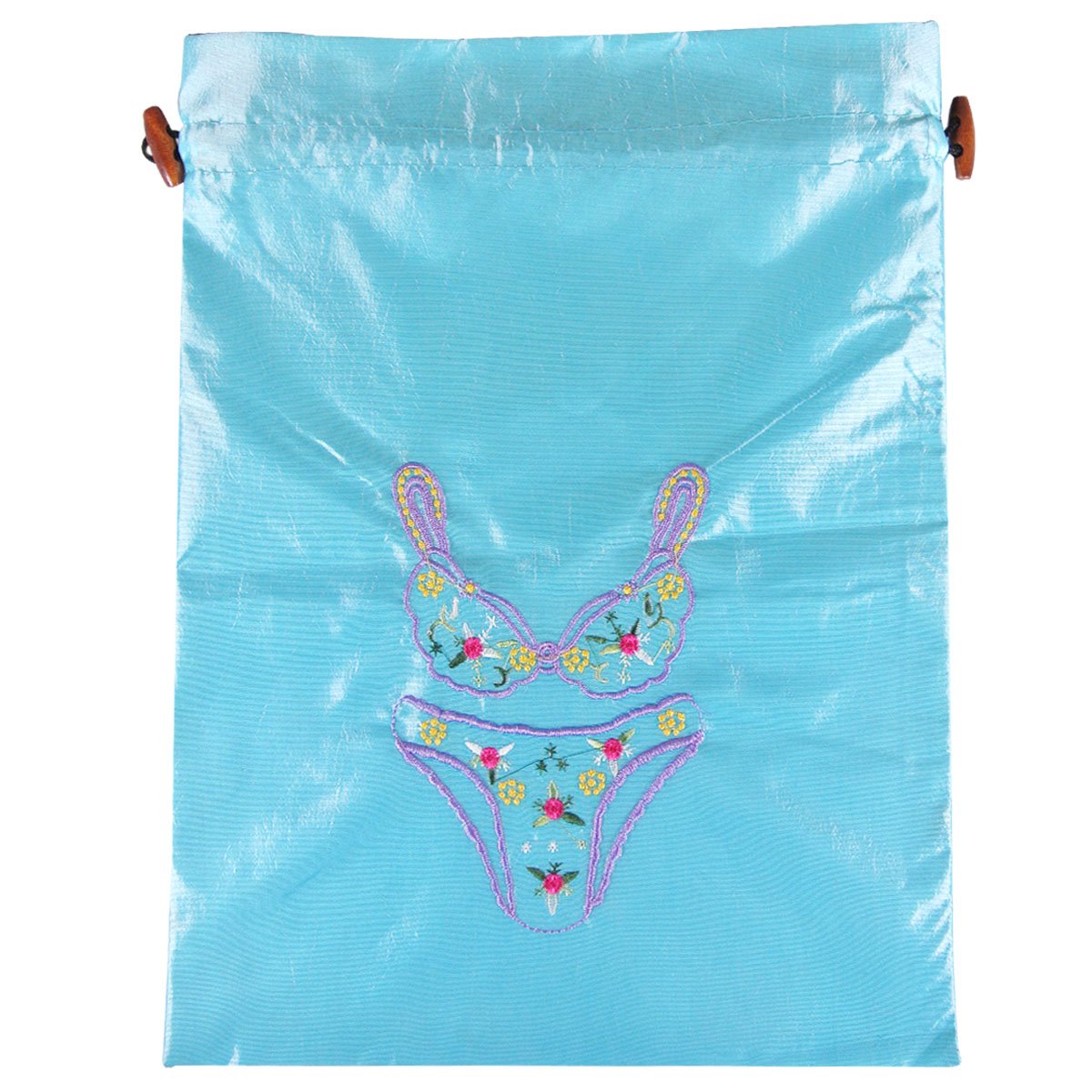 Wrapables® Silk Embroidered "Bra & Panties" Lingerie Bag - Blue-image-37