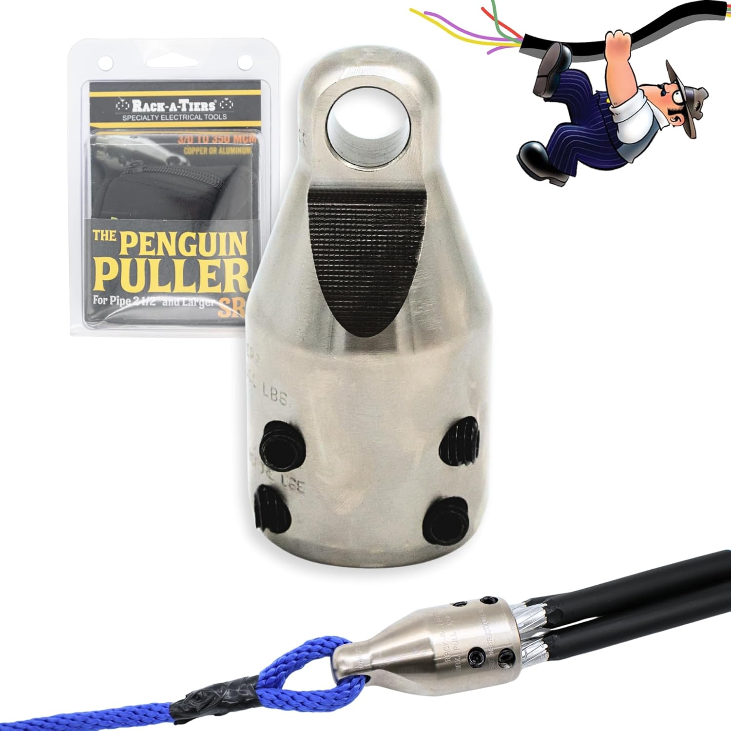Rack-A-Tiers Penguin Puller Jr. Wire Pulling Attachment, Electrical Cable Pulling Tool, Wire Pulling Head for Electricians (69705)