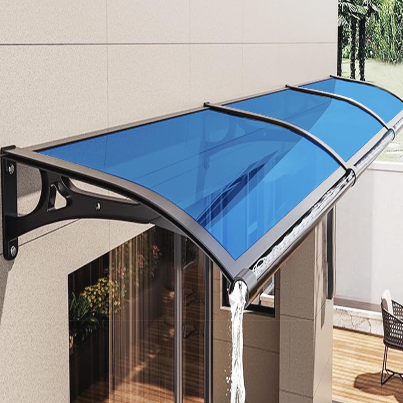LWJSOCP Outdoor Polycarbonate Canopy with Aluminum Frame Large PVC Awning for Rain Shelter Overhang A2 Size 100x120cm and Weather Resistant.