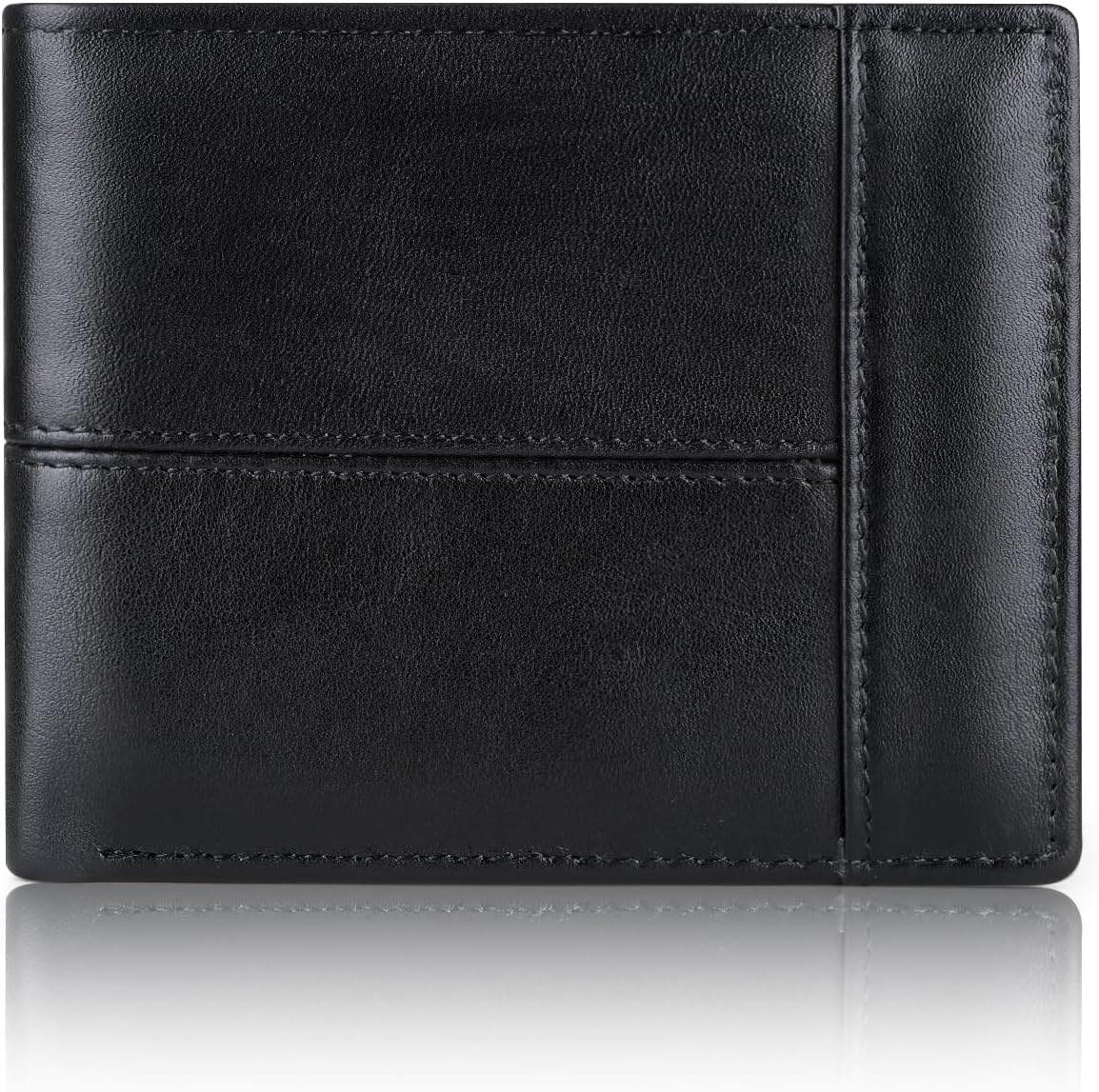 Mens Wallet RFID Genuine Leather Slim Bifold Wallets for Men with ID Window 18 Card Holders