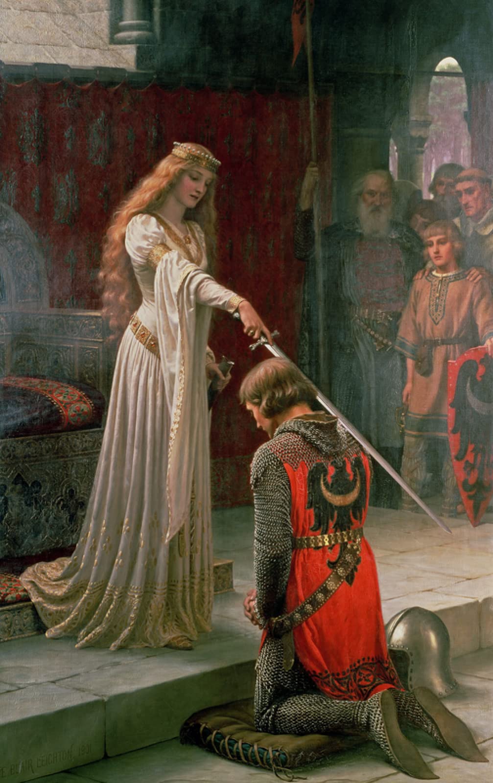 Zhyaunz Diy 5D Diamond Painting Edmund Blair Leighton Accolade Classical Painting By Number Kits Embroidery Drawing Rhinestone Art Decor Gift 40X50cm