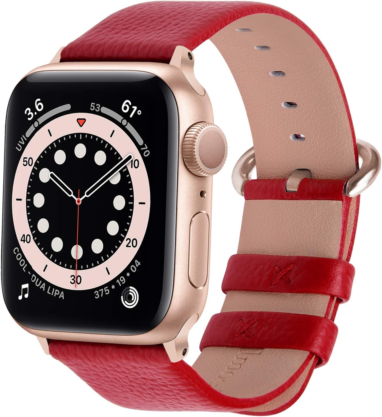 Fullmosa Leather Band Compatible with Apple Watch 41mm 45mm 40mm 44mm 38mm 42mm Women Band Strap with Rose Gold Buckle for iWatch SE/8/7/6/5/4/3/2/1/SE2, 41mm 40mm 38mm Red image