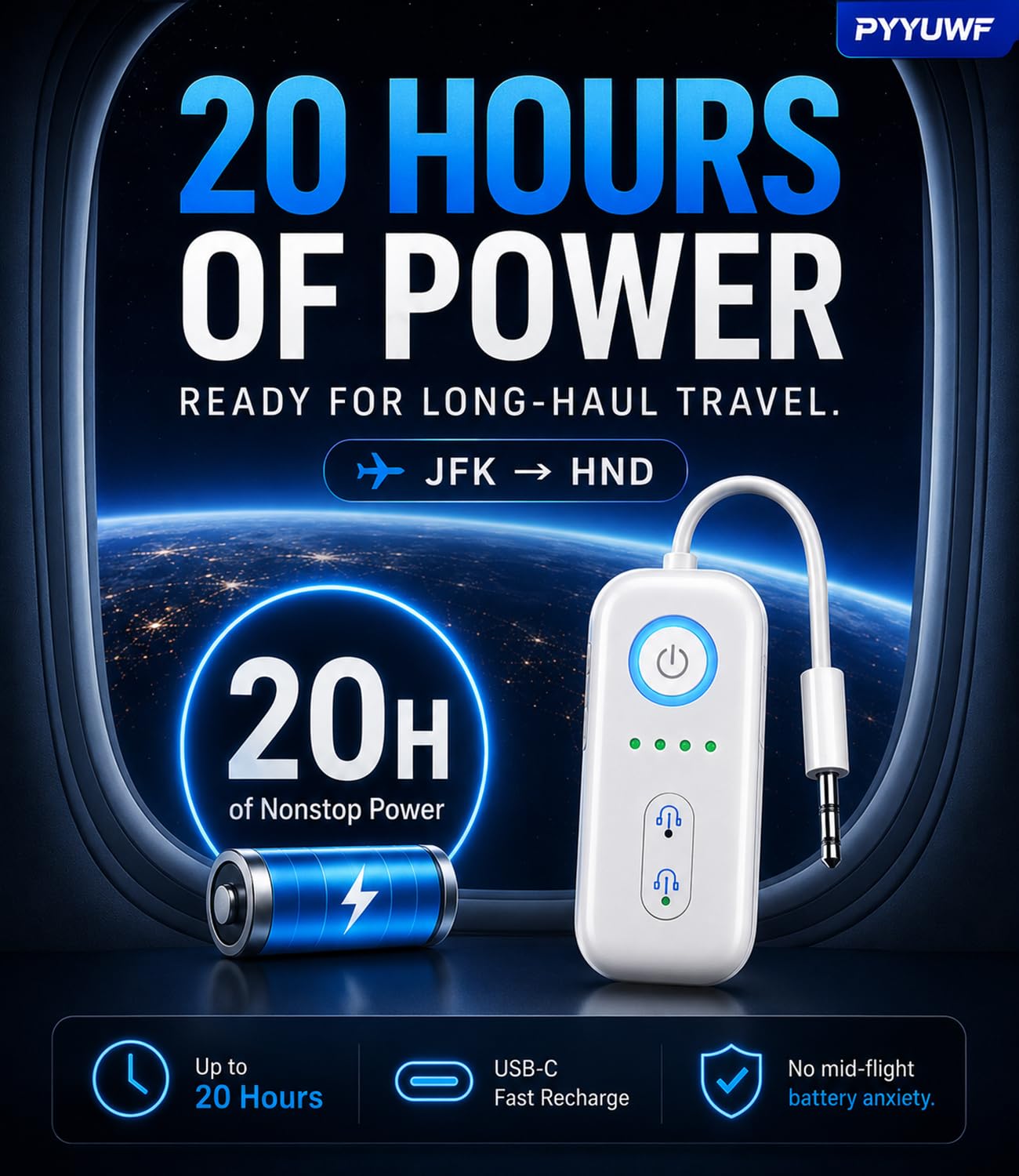 Bluetooth 5.4 Transmitter Receiver, Wireless Audio Adapter, Flugzeug Gadgets & Travel Essentials - für 2 Kopfhörer, 20H Akku, aptX Low Latency, 3,5 mm AUX Klinke, für Auto, TV, Zuhause