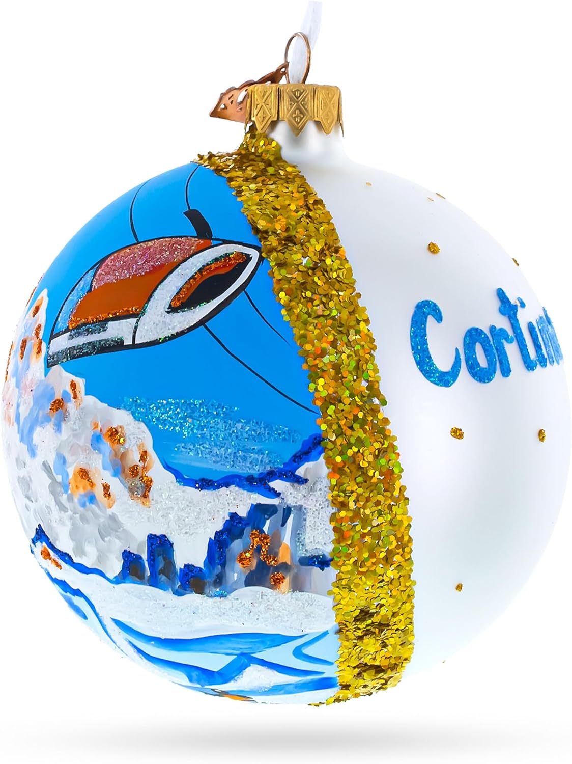Cortina d'Ampezzo Ski Resort, Italy Glass Ball Christmas Ornament 4 Inches - Image 2