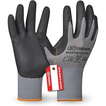 Gebol Master Flex Eco Nitrile Grip Work Gloves Size 8/M