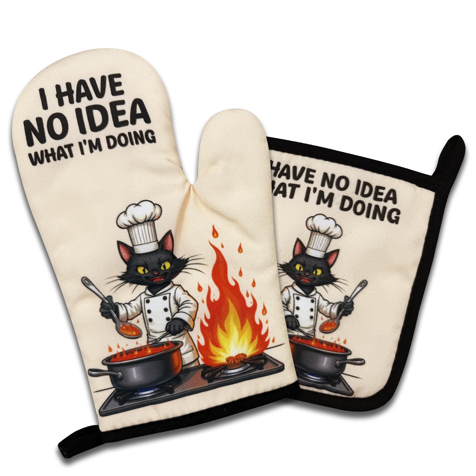 Maniques chat cadeaux de cuisine humoristiques lot de gants résistants chaleur