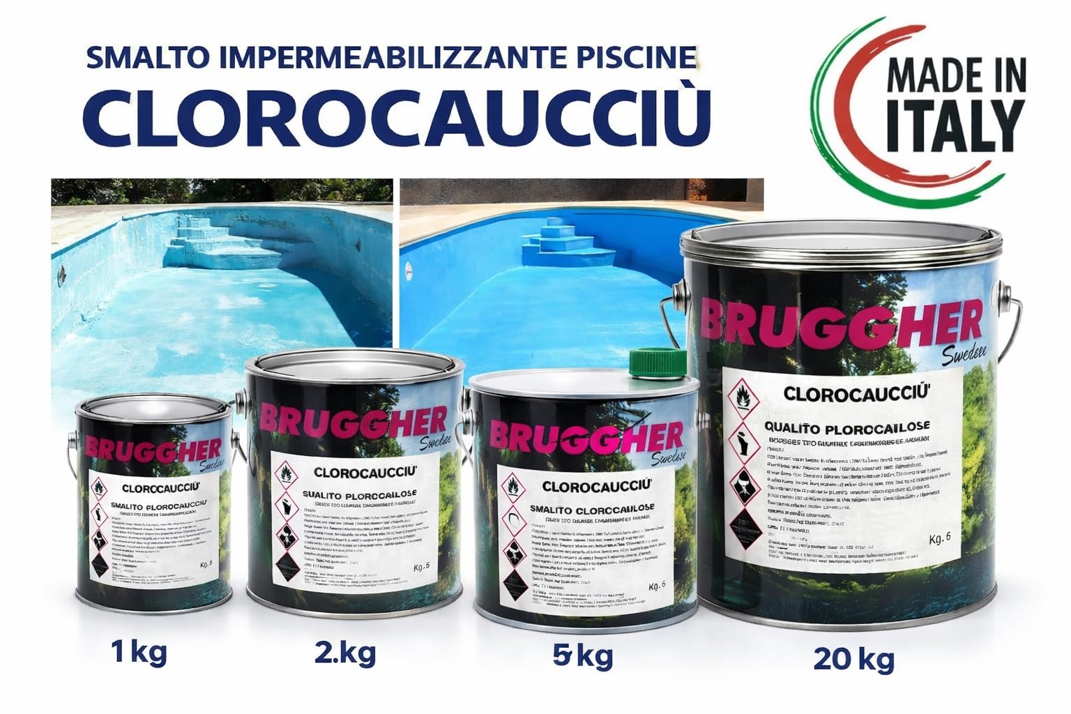 Vernice Smalto al Clorocaucciù per Piscine 5 kg – Impermeabilizzante – Colori RAL e NCS (BIANCO)