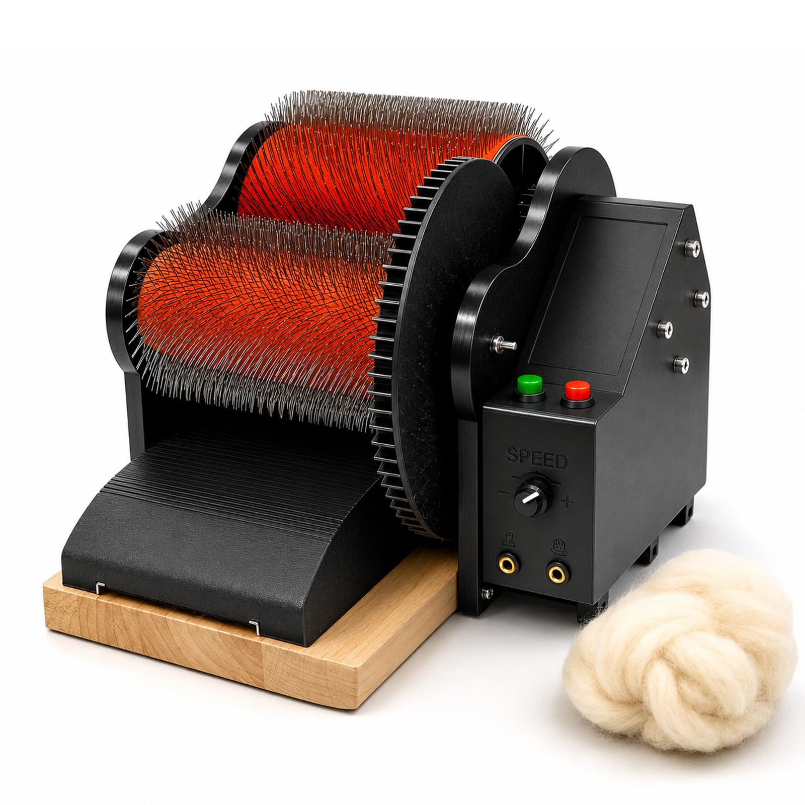 Aetereos Multicolor Electric Wool Carding Machine, Adjustable Speed Wool Drum Carder