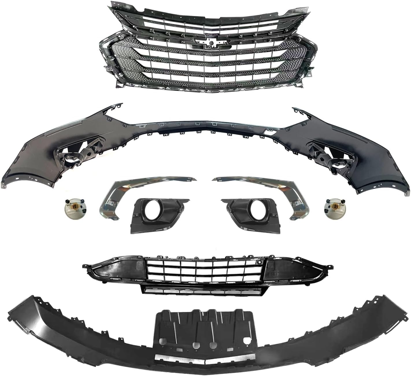 Front Bumper Cover Kit Compatible with 2018 2019 2020 2021 Chevy Traverse L LS LT RS Premier 3.6L W/Upper Grille Lower Grill & Fog Lights - Full Bumper Body Set - Image 5