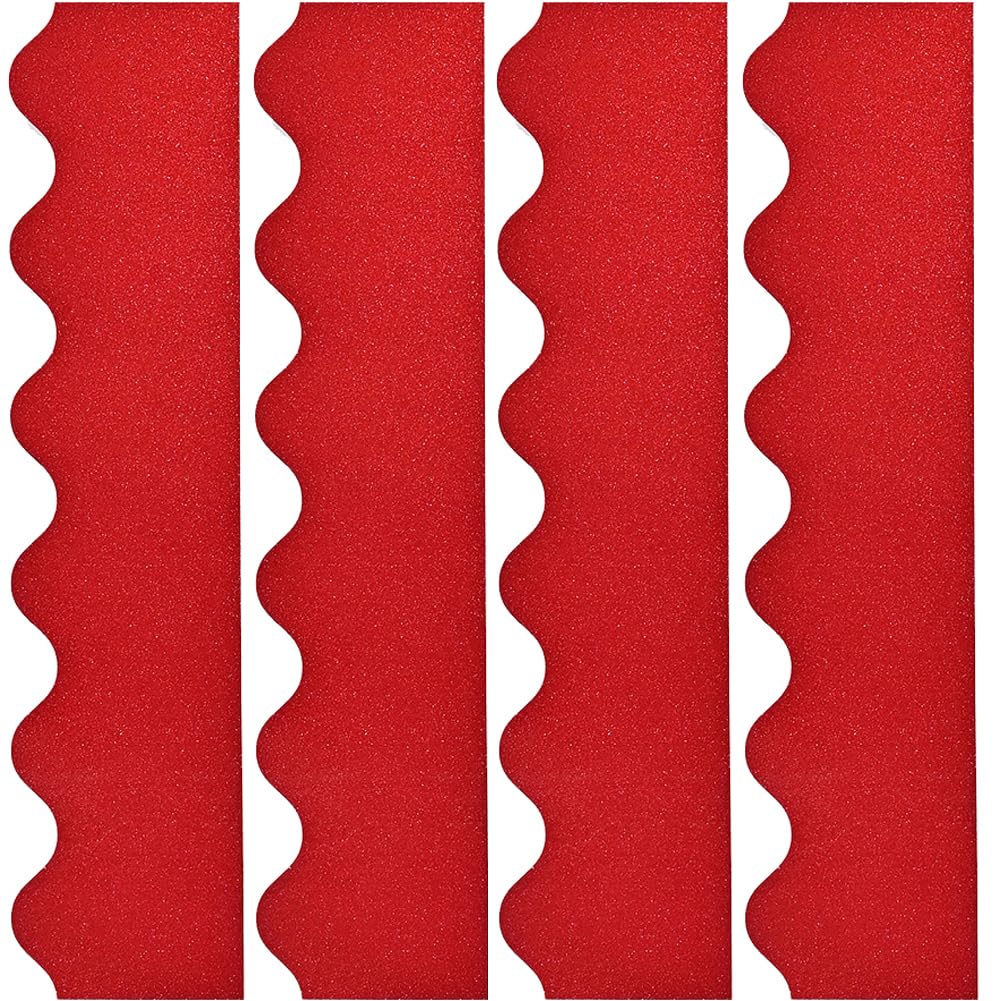 KOSTOO 32.5 Ft Shine Scalloped Bulletin Board Borders, Classroom Borders Stickers for Bulletin Board White Board, Cork Board