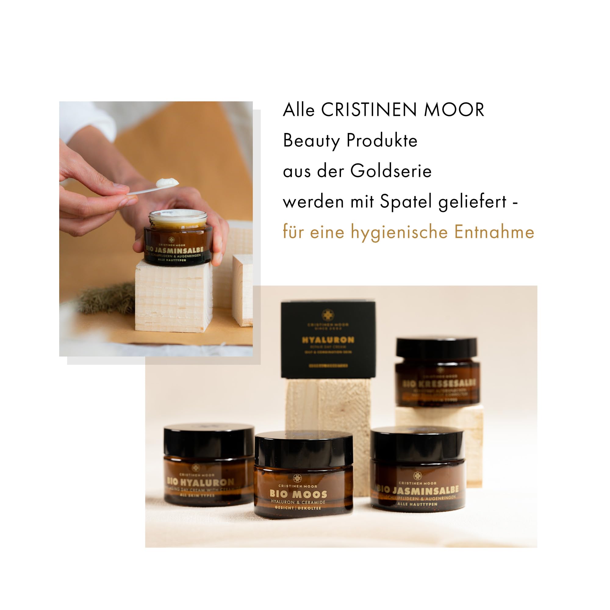 Cristinen Moor Bio Jasminsalbe I Augencreme bei Augenringen, müden und geschwollenen Augen, Schlupflidern I mit Bio Hyaluron | zertifizierte Naturkosmetik